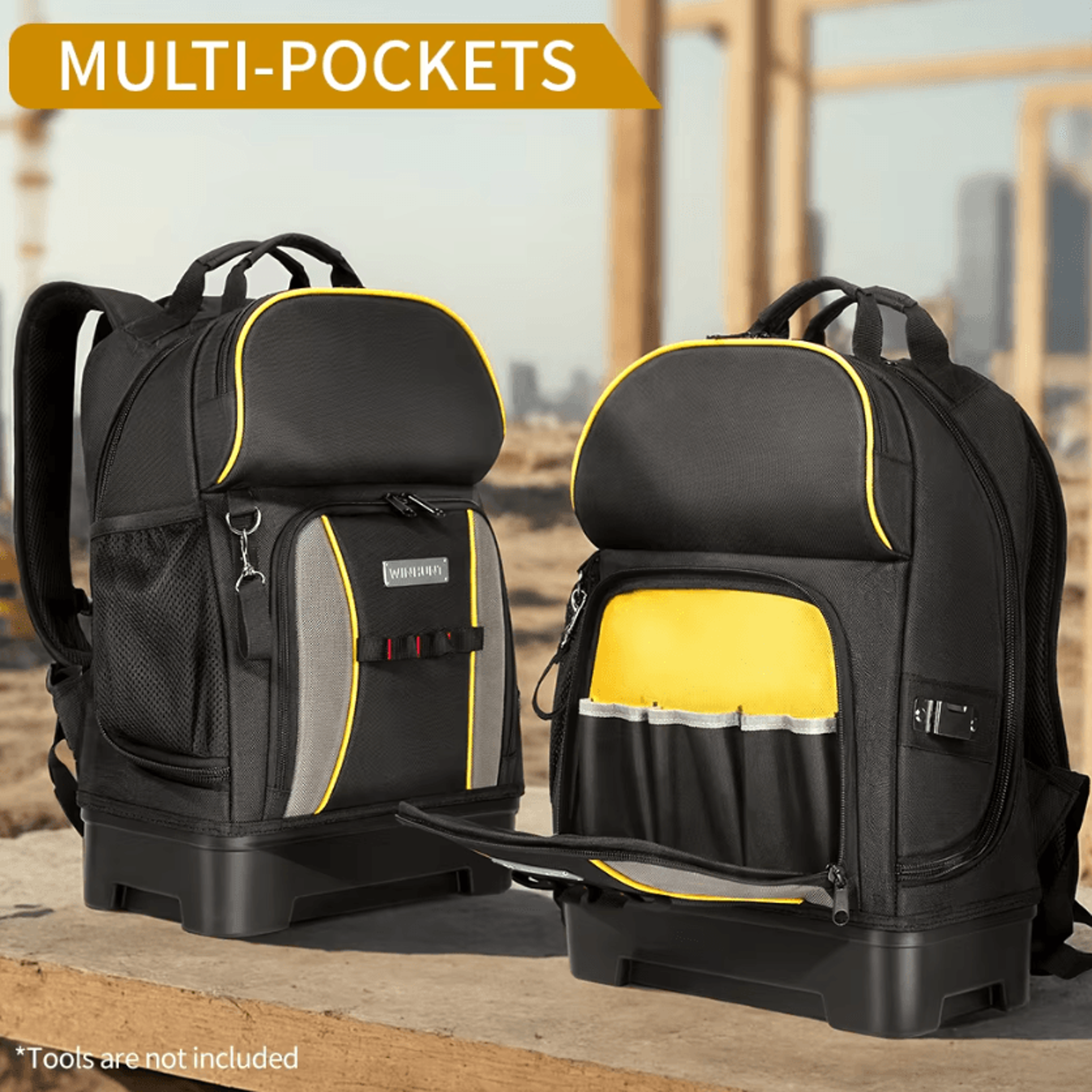 backpack heavy duty leather bottom Bison Standard lined front flap with magnetic closures WINHUNT Heavy Duty Tool Backpack
