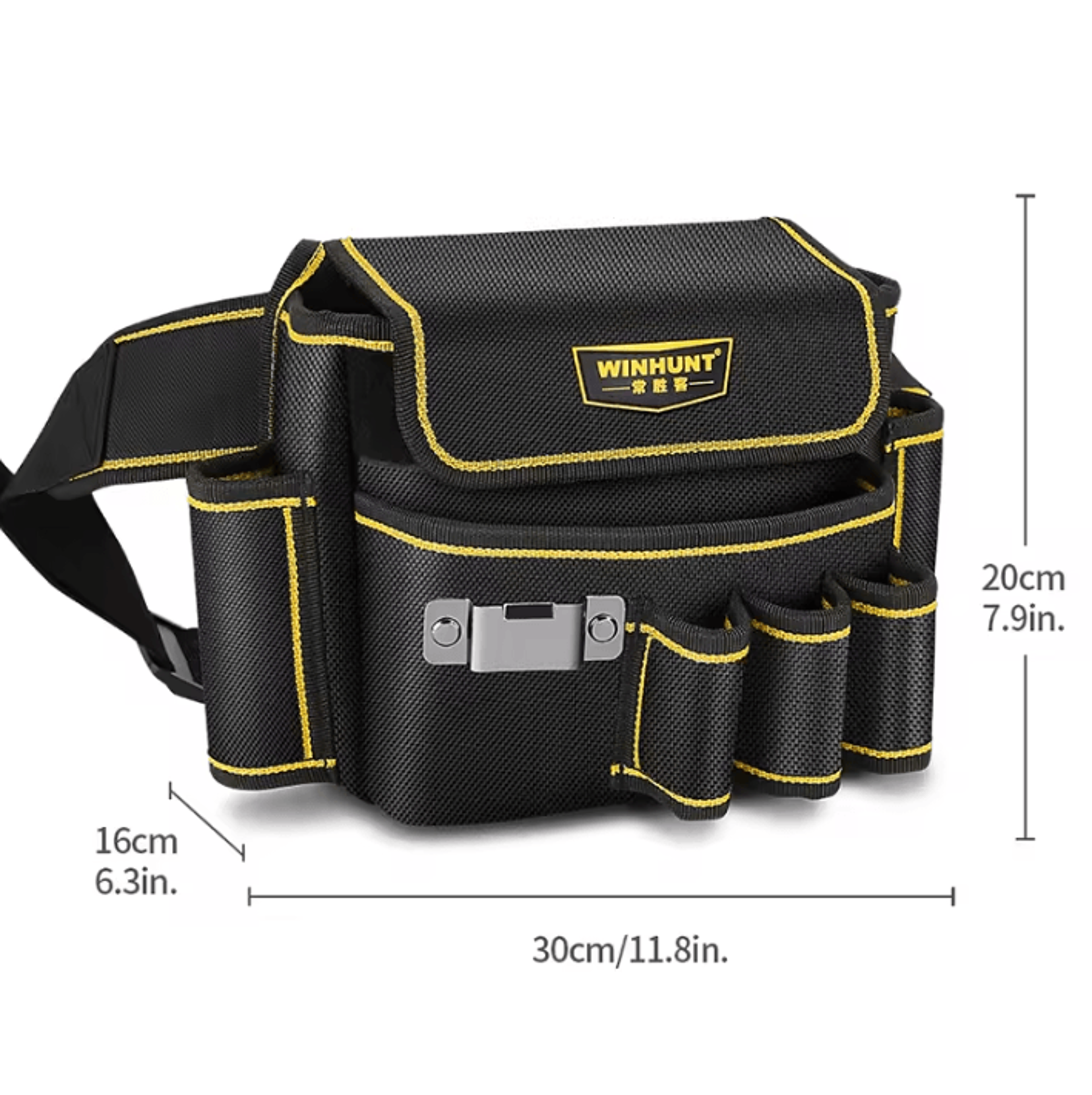 multi pocket tool pouch with adjustable belt for electricians and carpenters