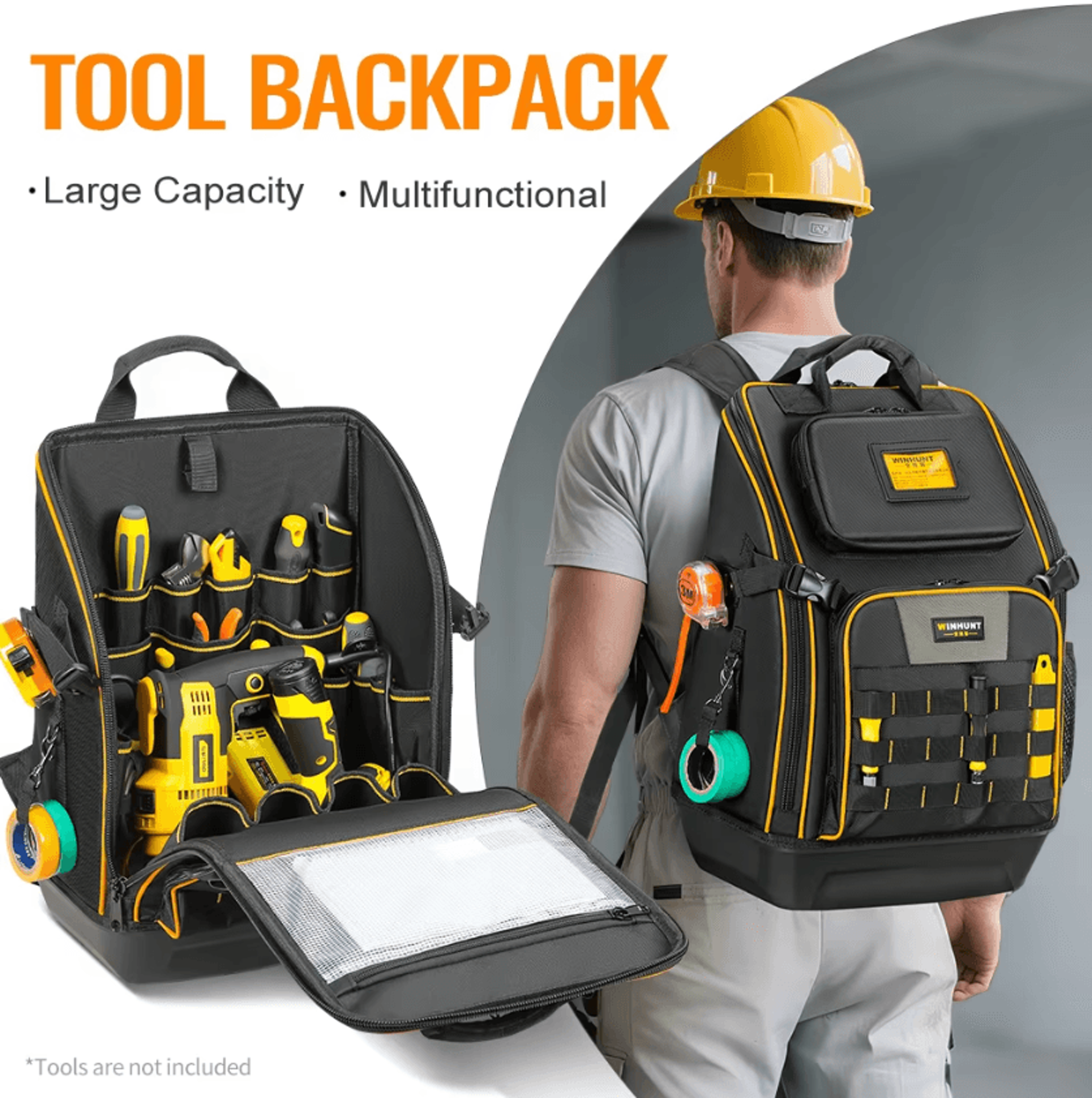 tool station pro heavy duty tool backpack with molded bottom and large interior