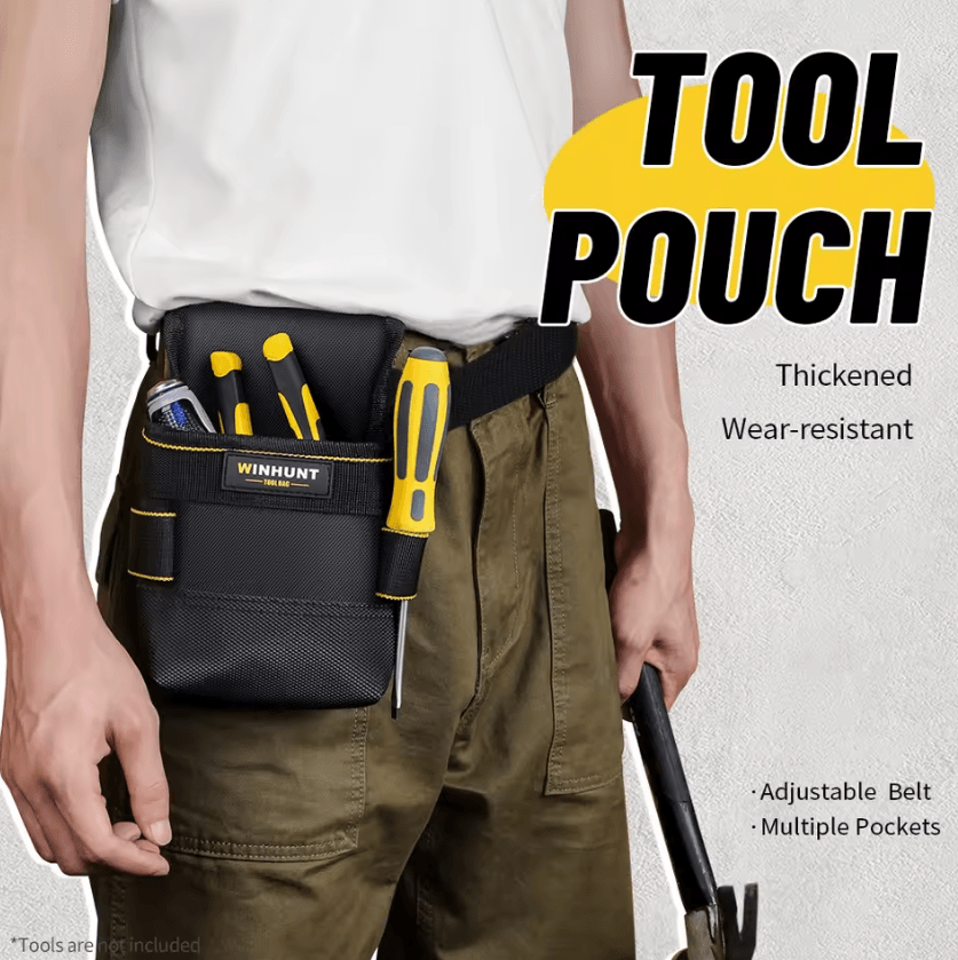 heavy duty tool pouch with adjustable belt – oxford cloth utility tool belt for electricians, carpenters & diy repairs