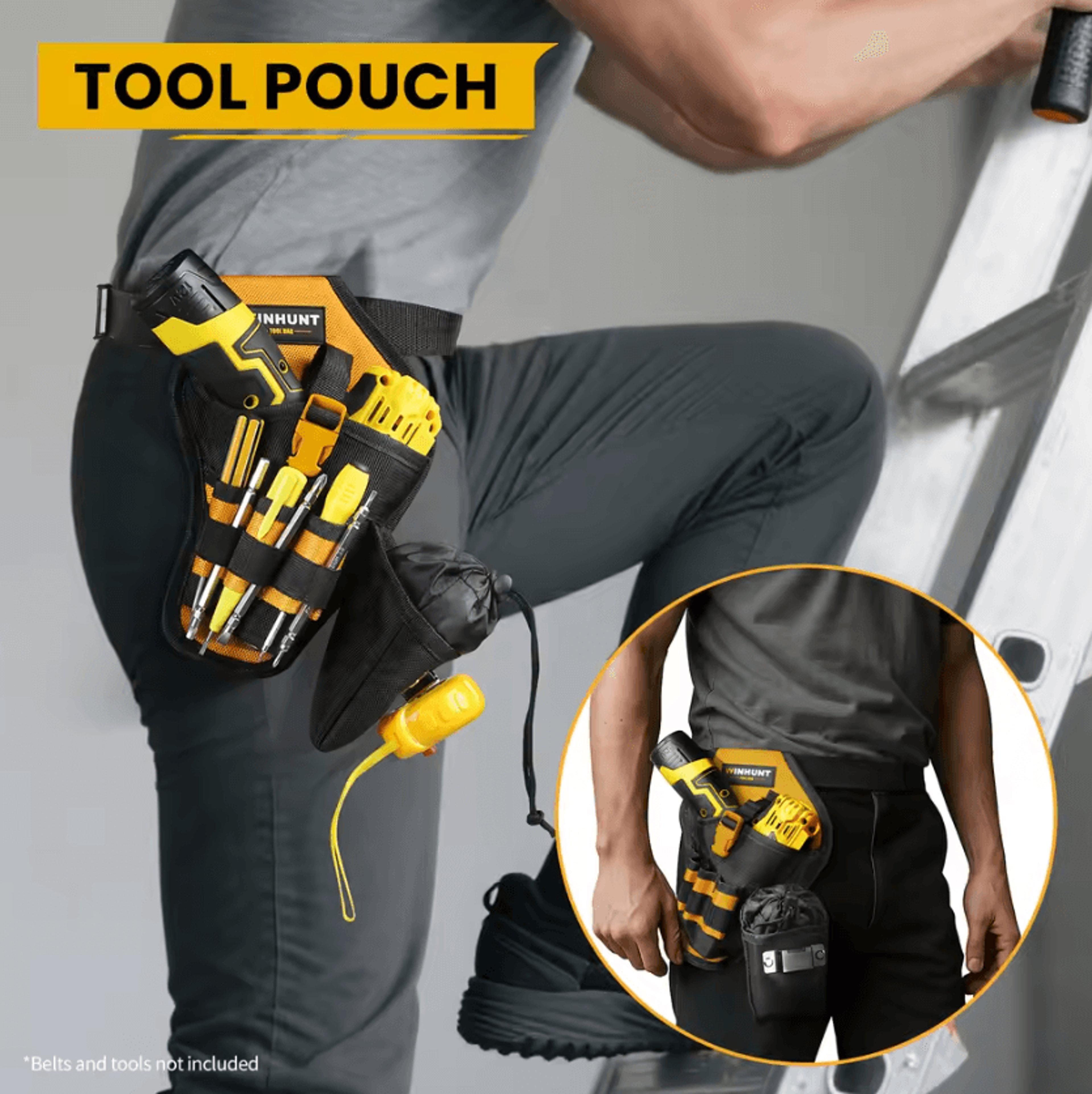 heavy duty drill holster with bit pouch – adjustable impact driver holster for tool belt