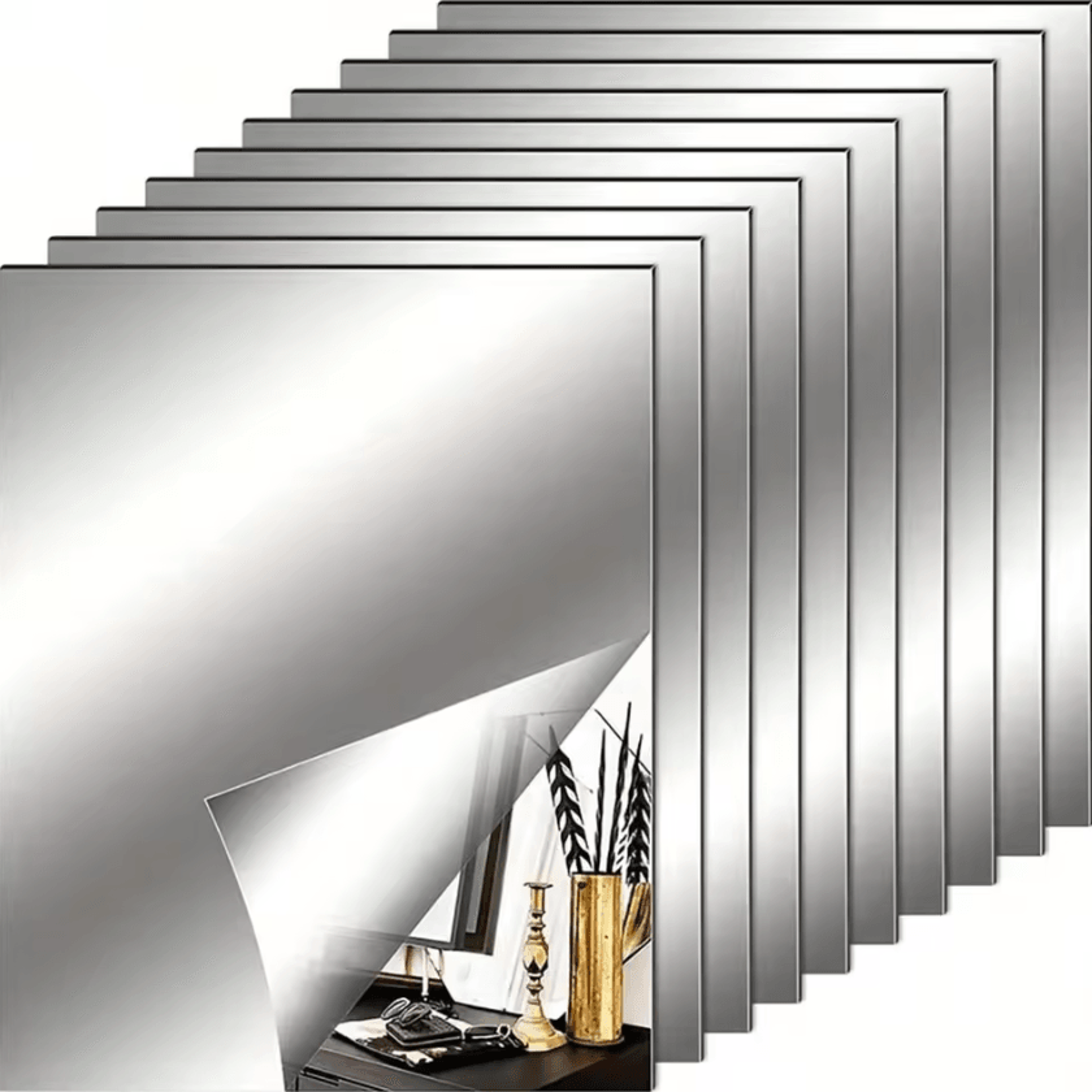 self adhesive acrylic mirror wall stickers flexible decorative mirror tiles for home decor