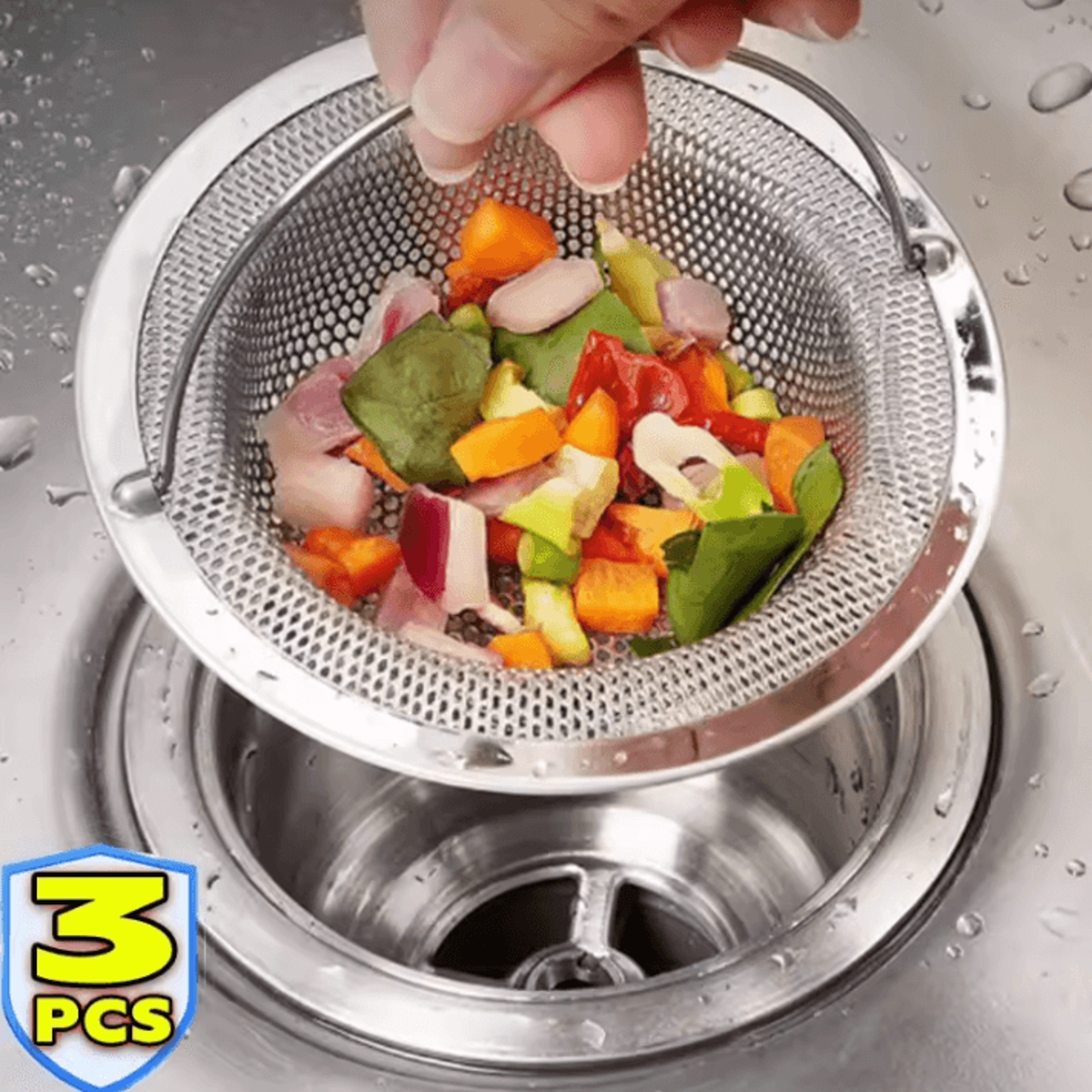 stainless steel kitchen sink strainer basket with handle and stopper