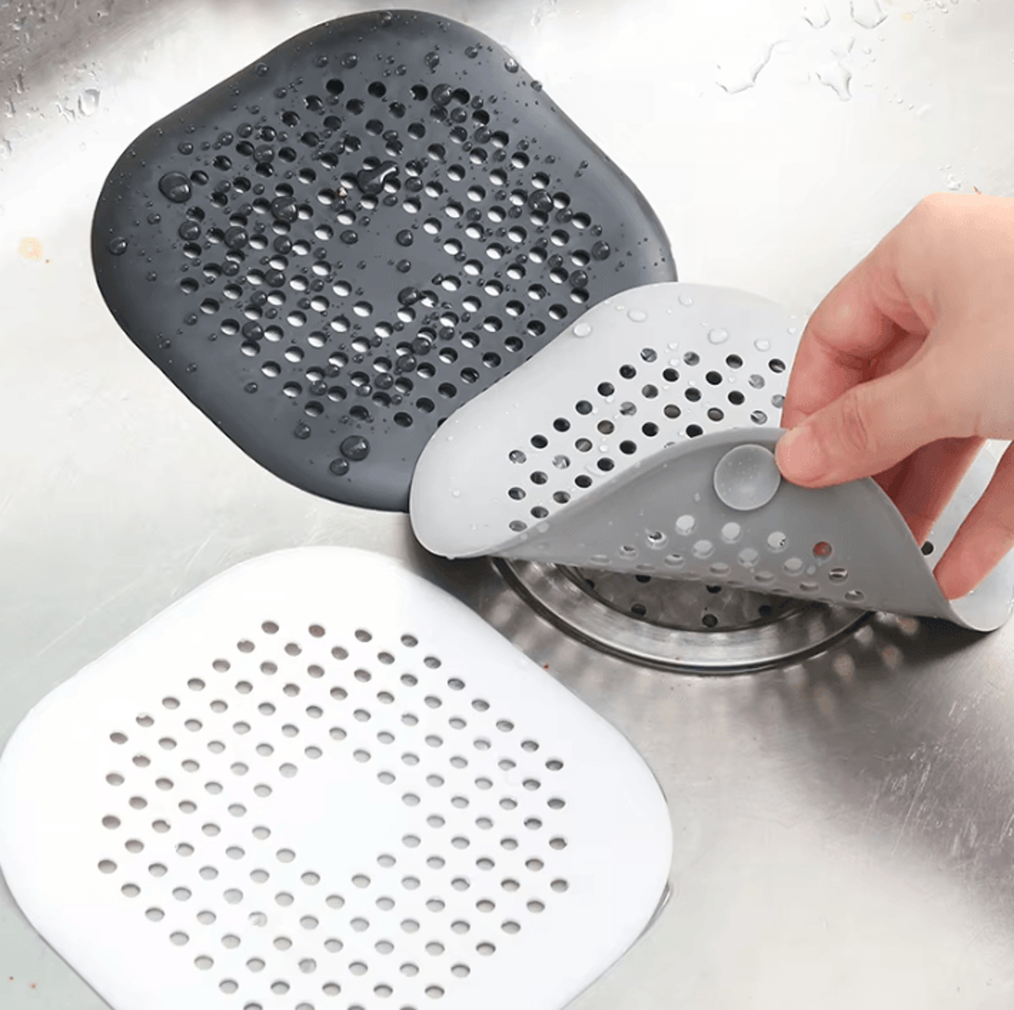 silicone sink drain stopper and hair catcher for kitchen, bathroom and bathtub