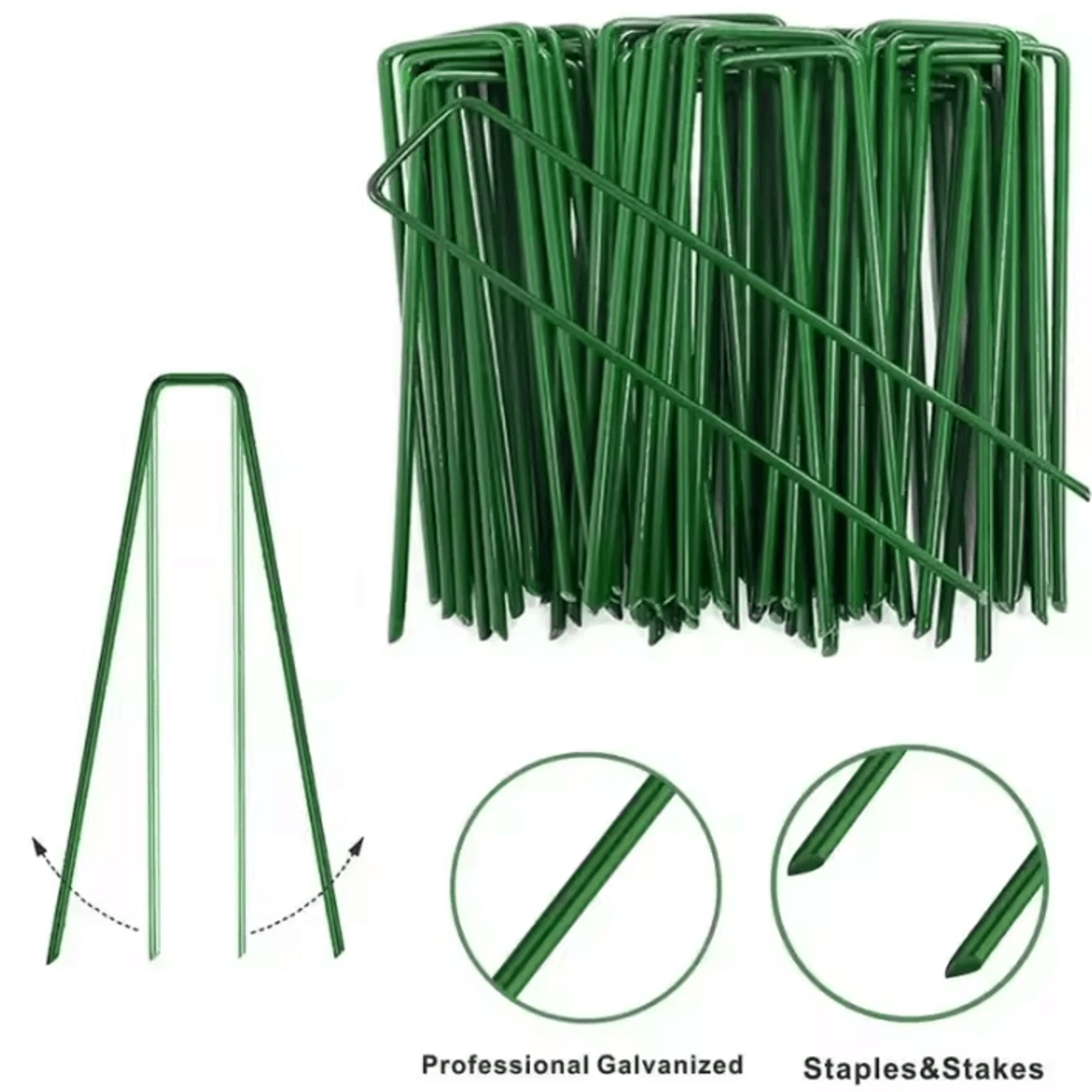 heavy duty u shaped landscape staples garden stakes for weed barrier, lawn and tents