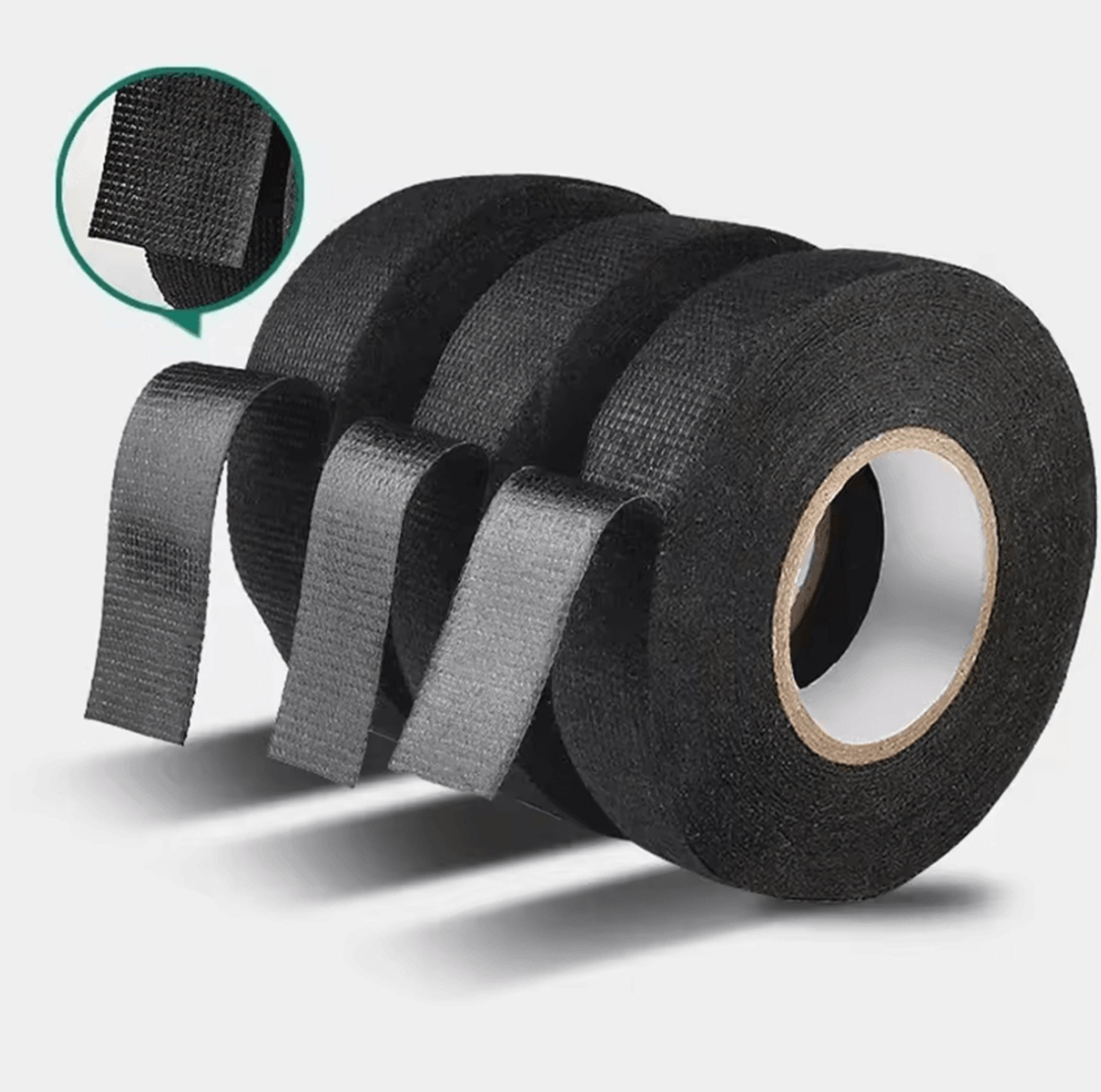 black heat resistant electrical fabric tape for wire harness and cable bundling