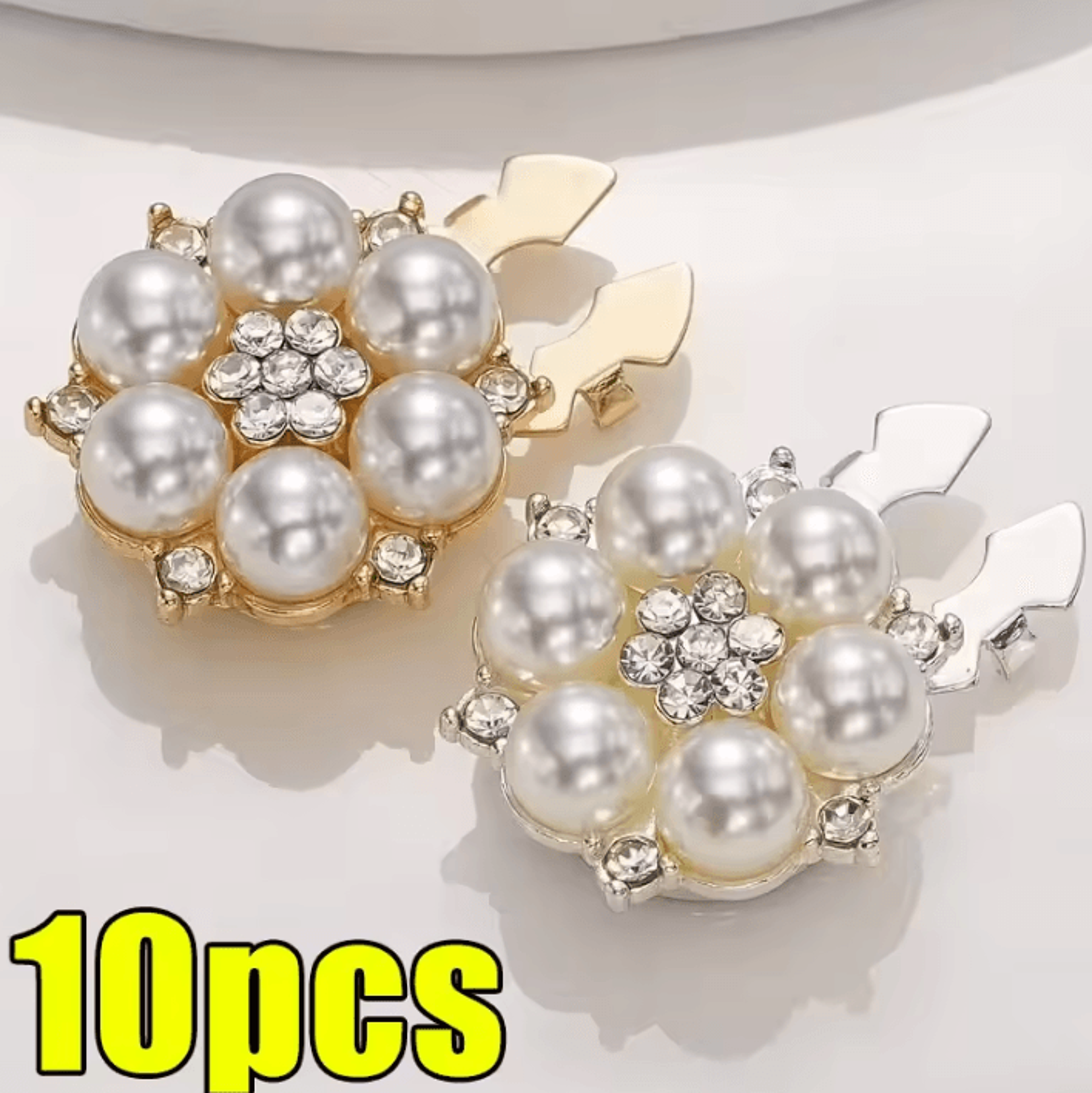 elegant crystal pearl button covers clip-on decorative shirt buttons for blouses and coats
