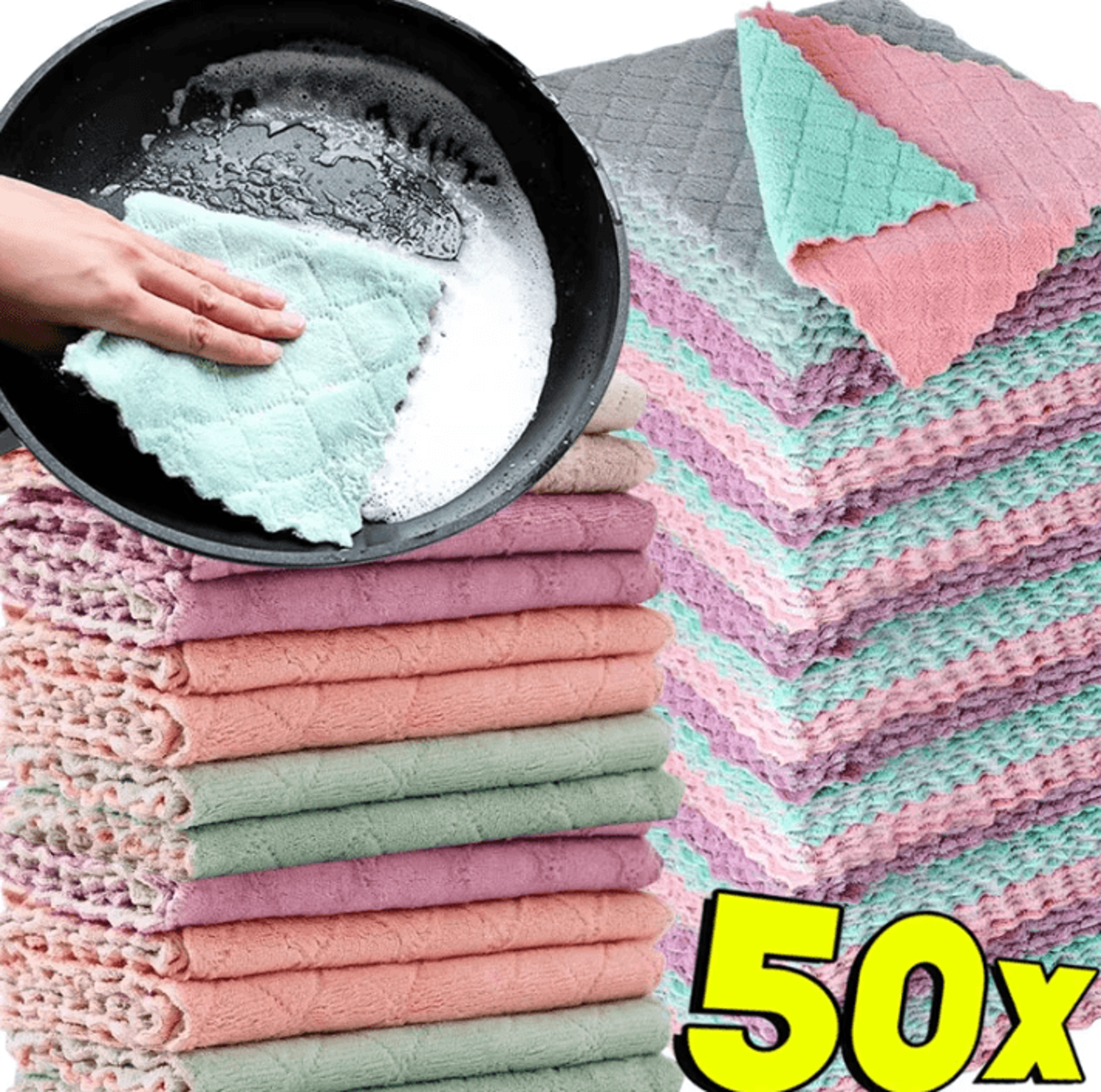 super absorbent microfiber kitchen cleaning cloth double layer dish towel for oil and grease