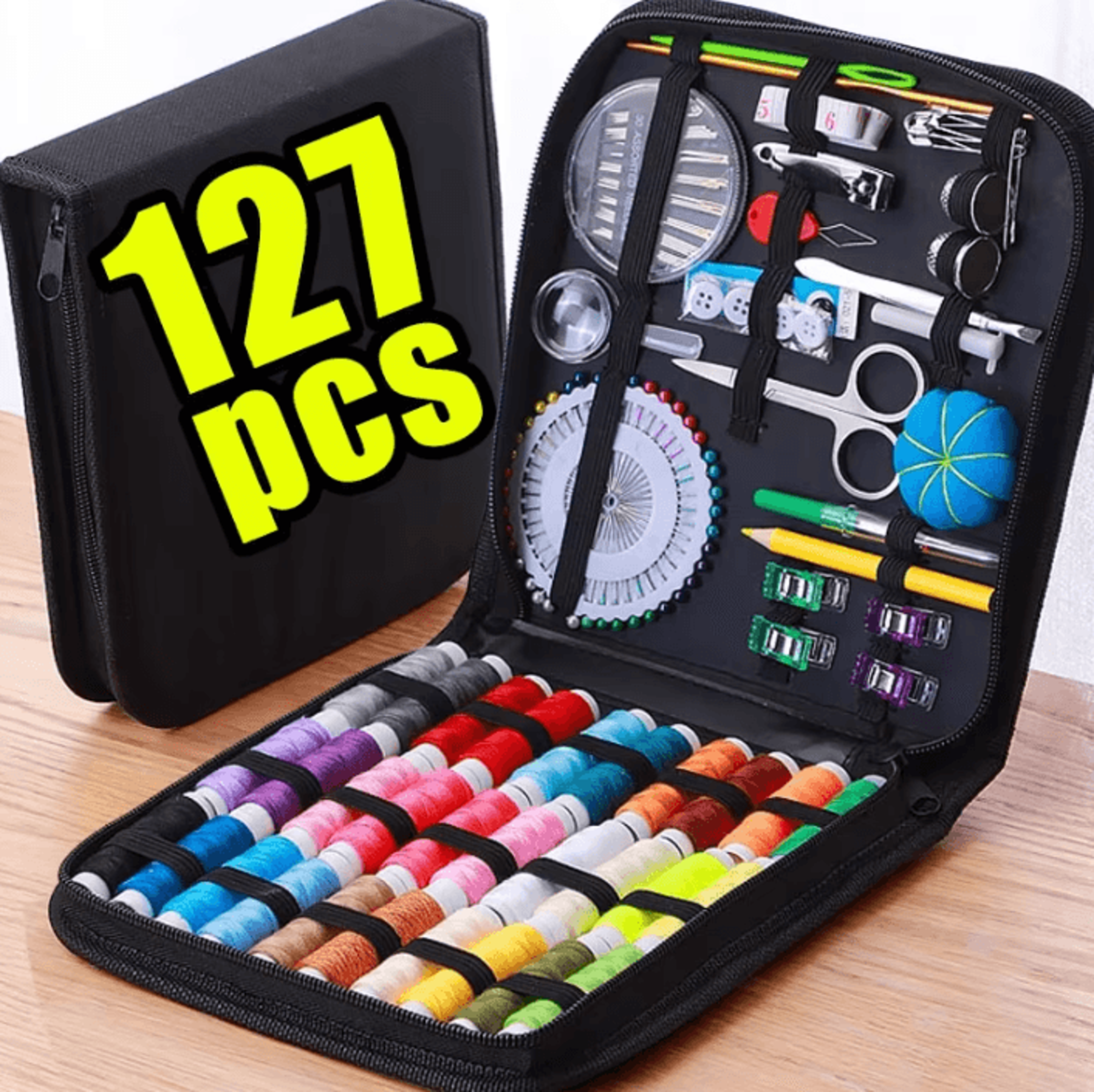 portable sewing kit with case complete sewing supplies for home, travel and emergency repairs
