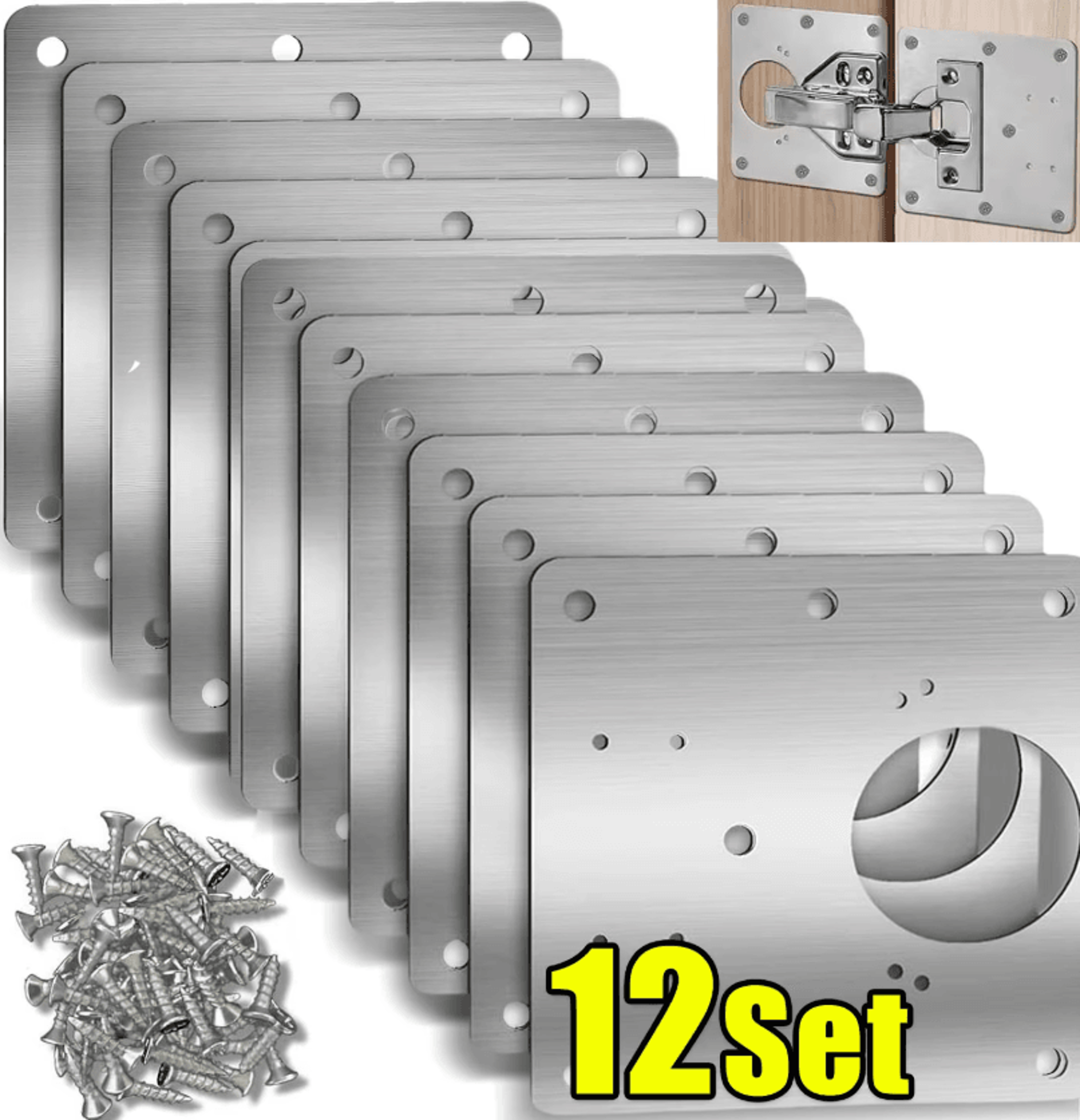 stainless steel cabinet hinge repair plate kit door hinge mounting bracket for kitchen cupboards and furniture