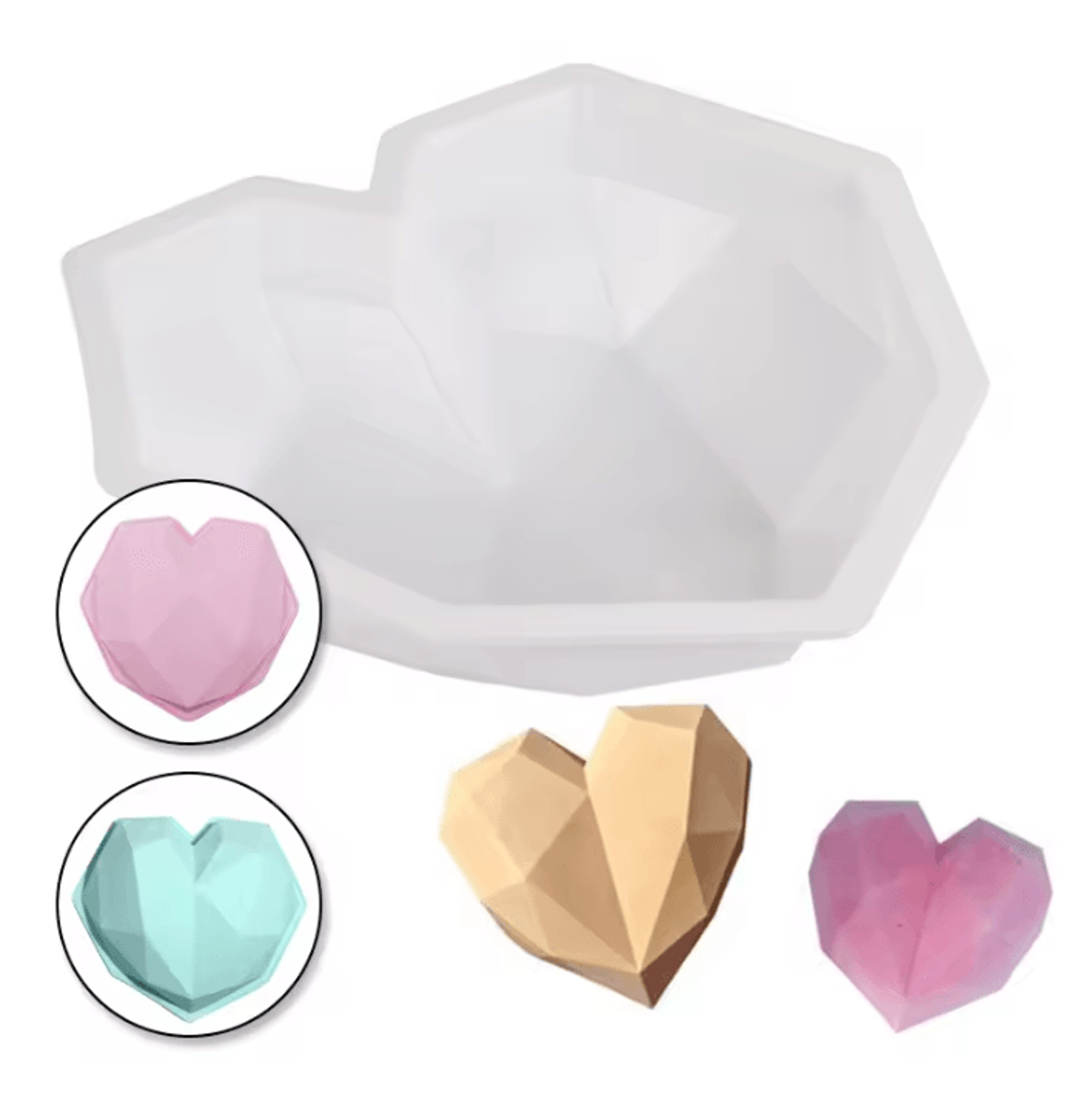 large heart silicone mold diamond heart cake mold for chocolate mousse soap and diy crafts