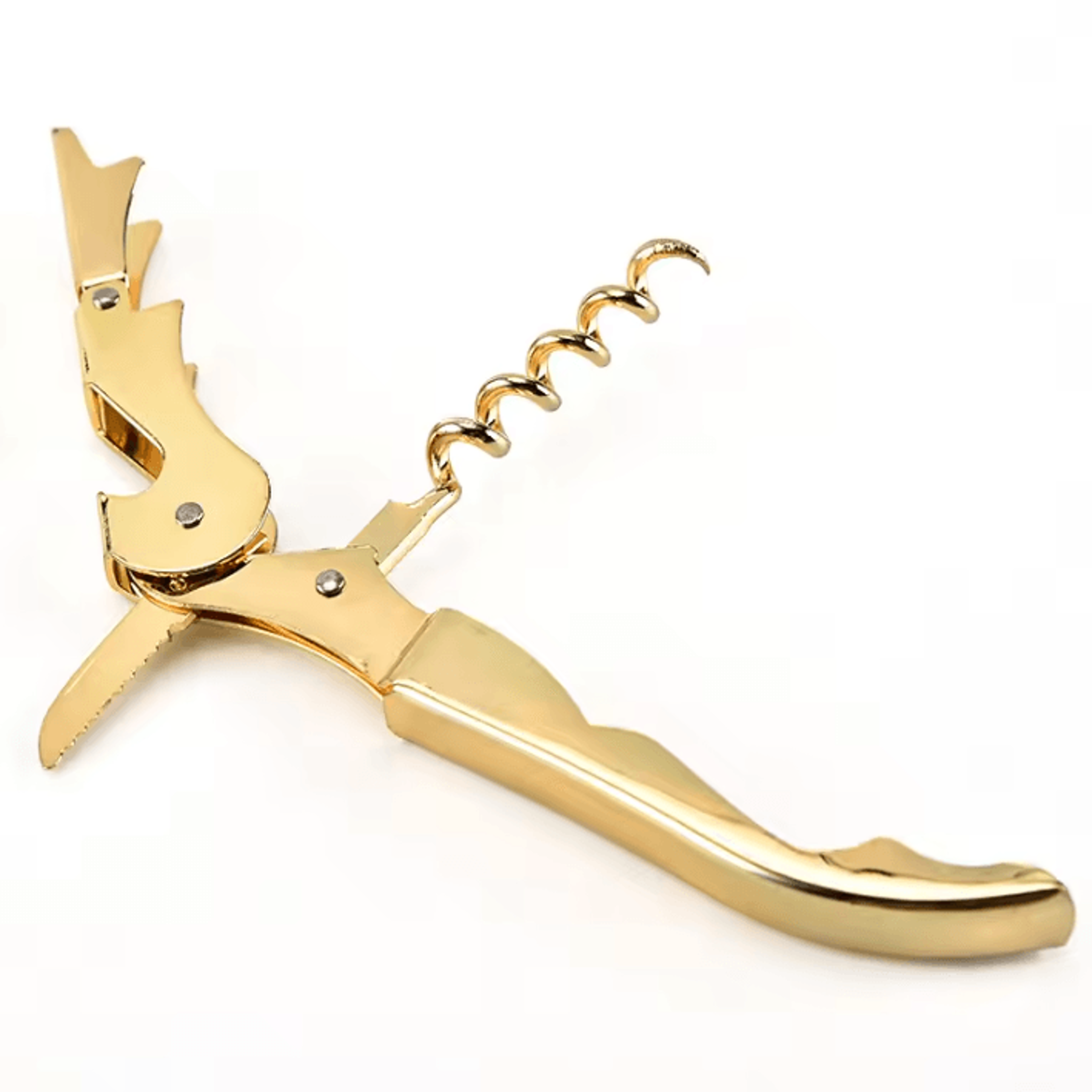 gold plated waiter's corkscrew multi function wine bottle opener with double hinge