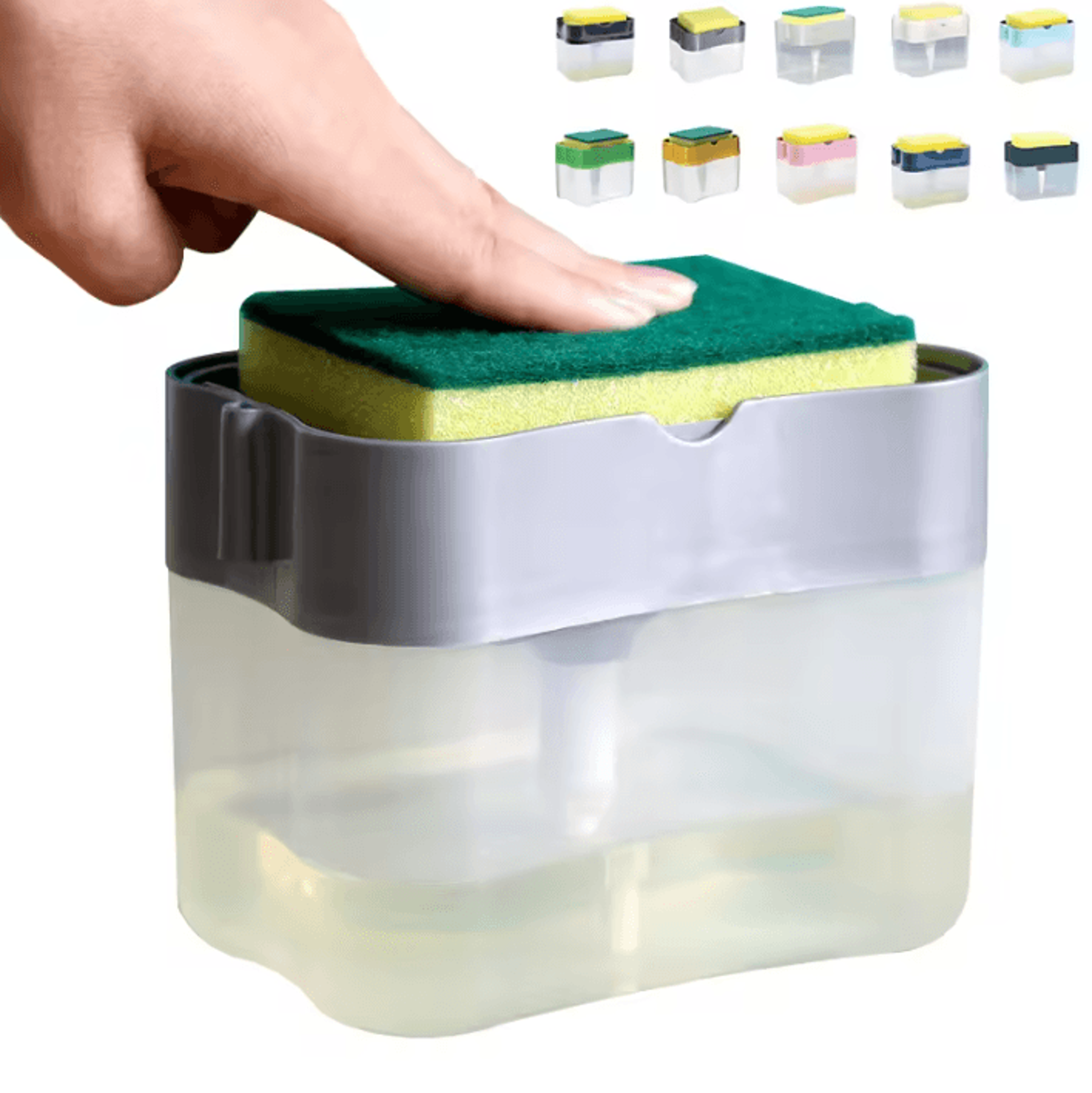 2-in-1 dish soap dispenser with sponge holder press pump kitchen sink organizer