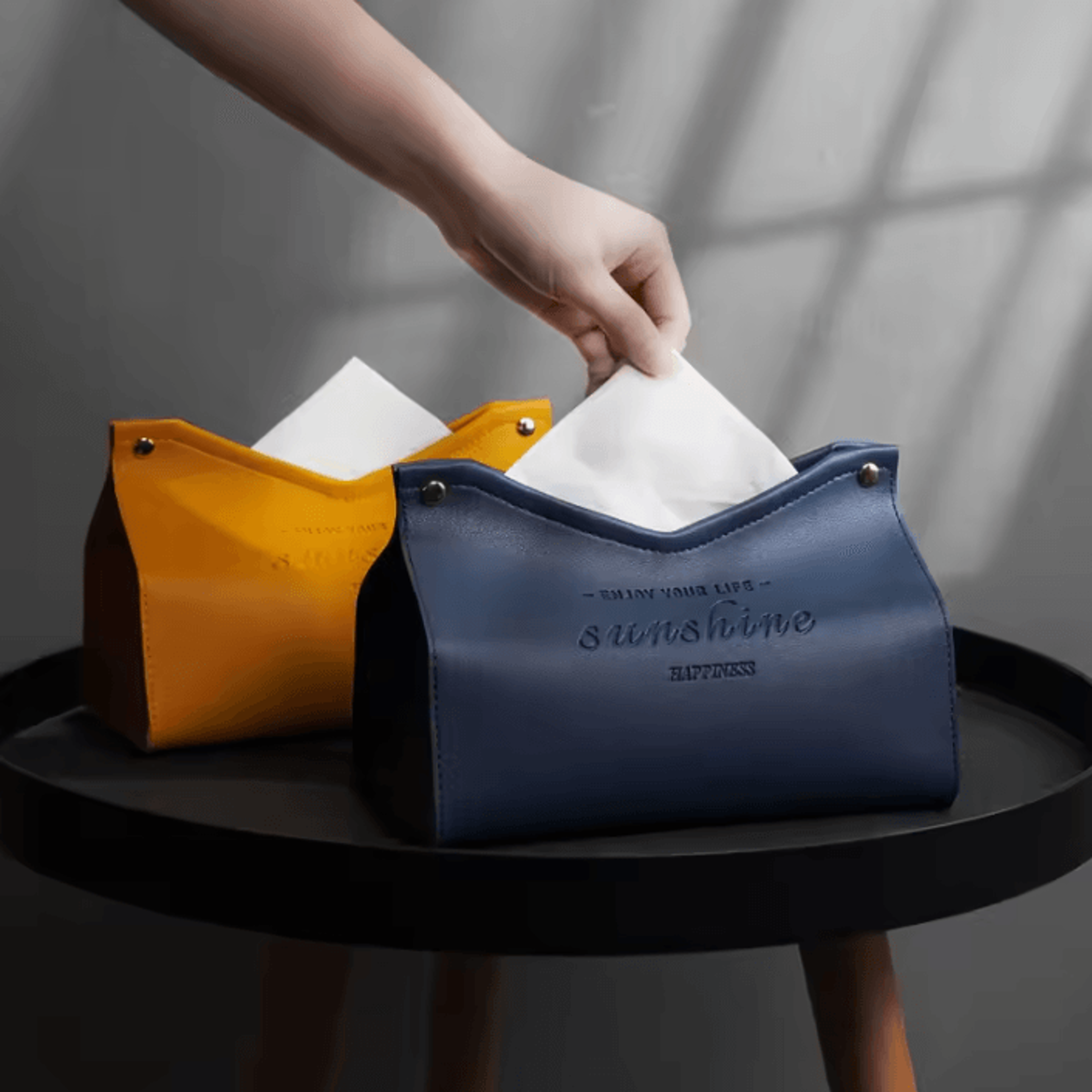 modern pu leather tissue box cover with v-shaped opening decorative napkin holder for home, car and office