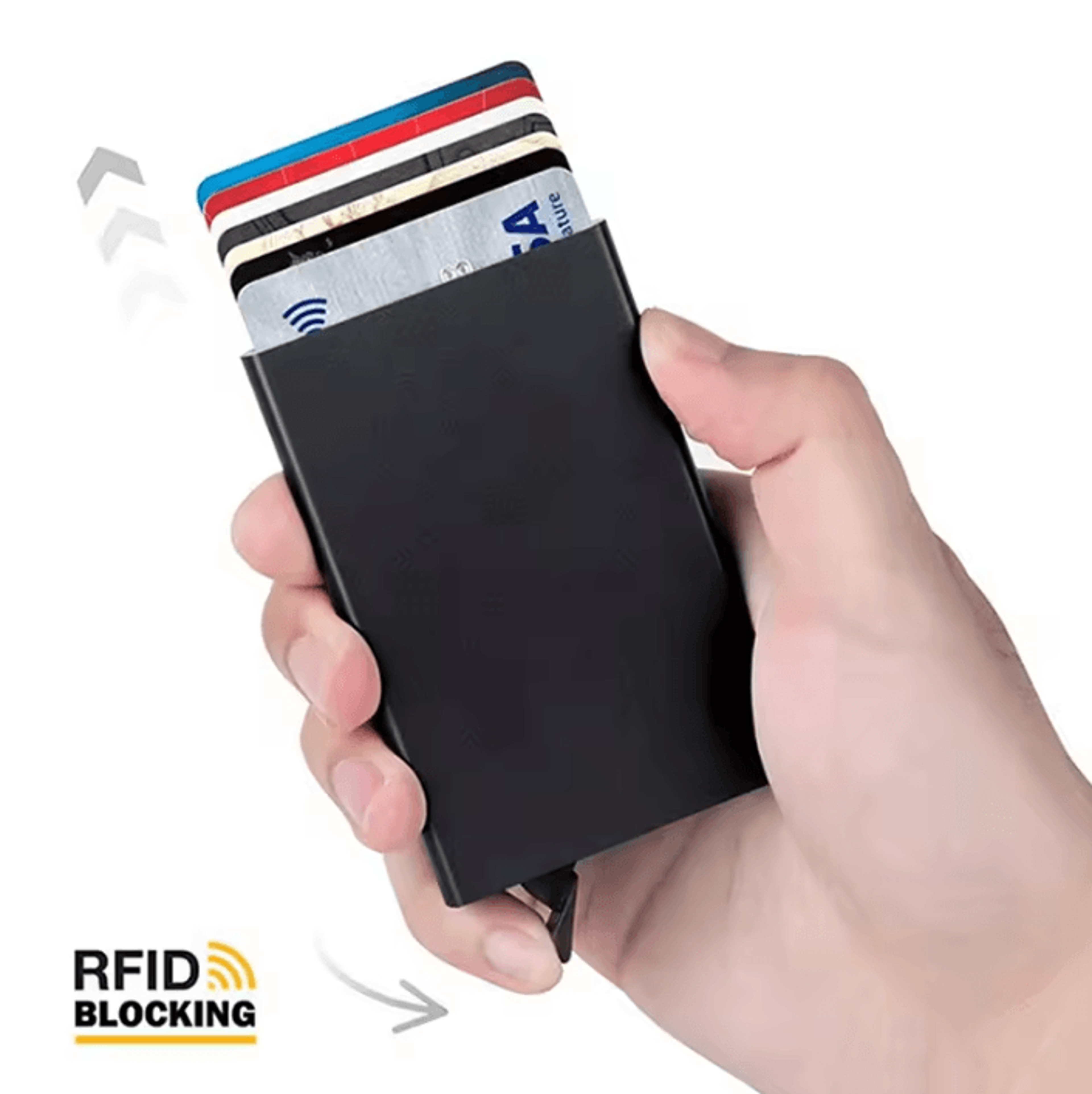 slim rfid blocking wallet pop-up metal card holder minimalist wallet for men and women