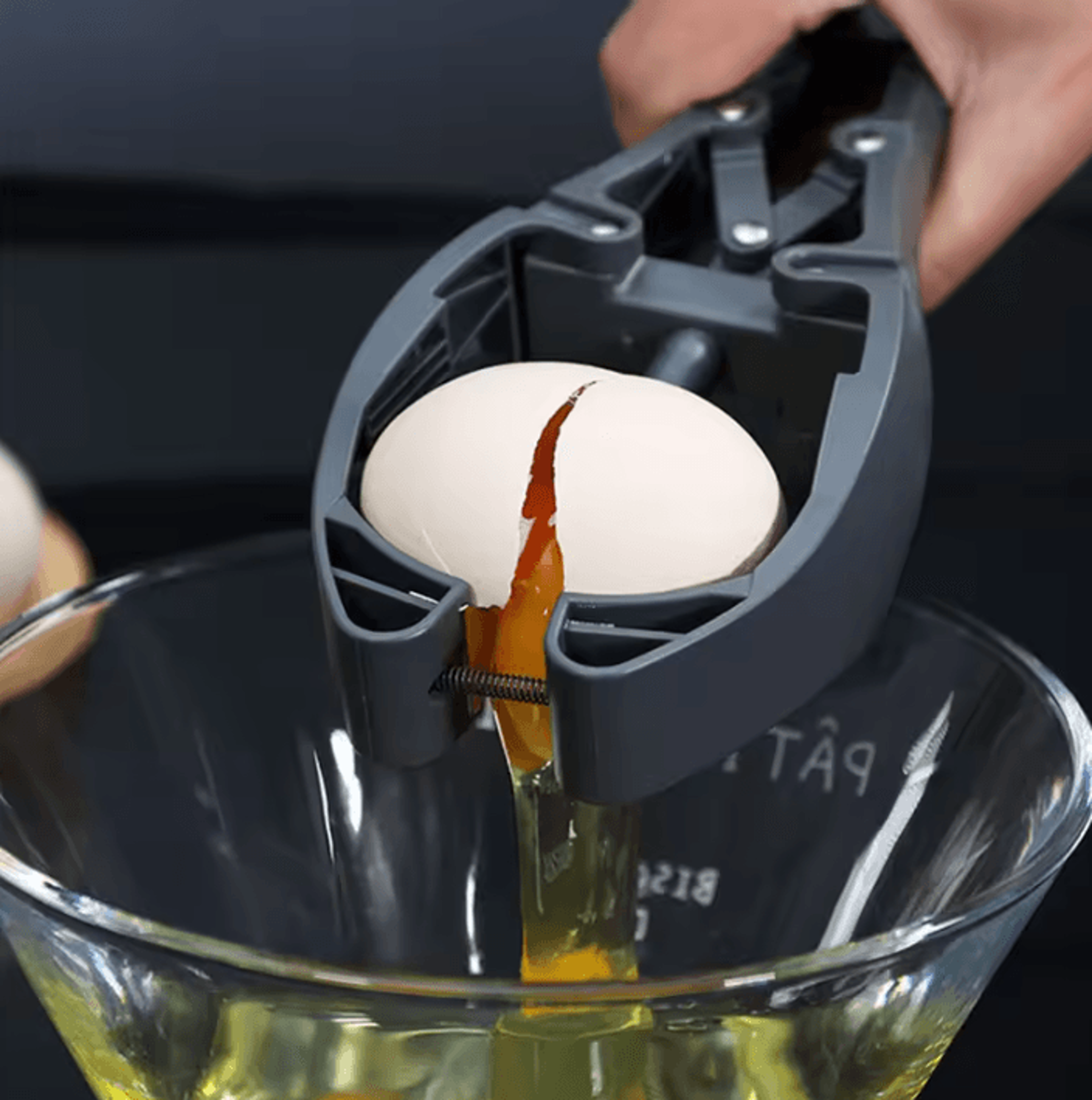 multi-function egg cracker tool with one-handed whisk for baking and kitchen prep