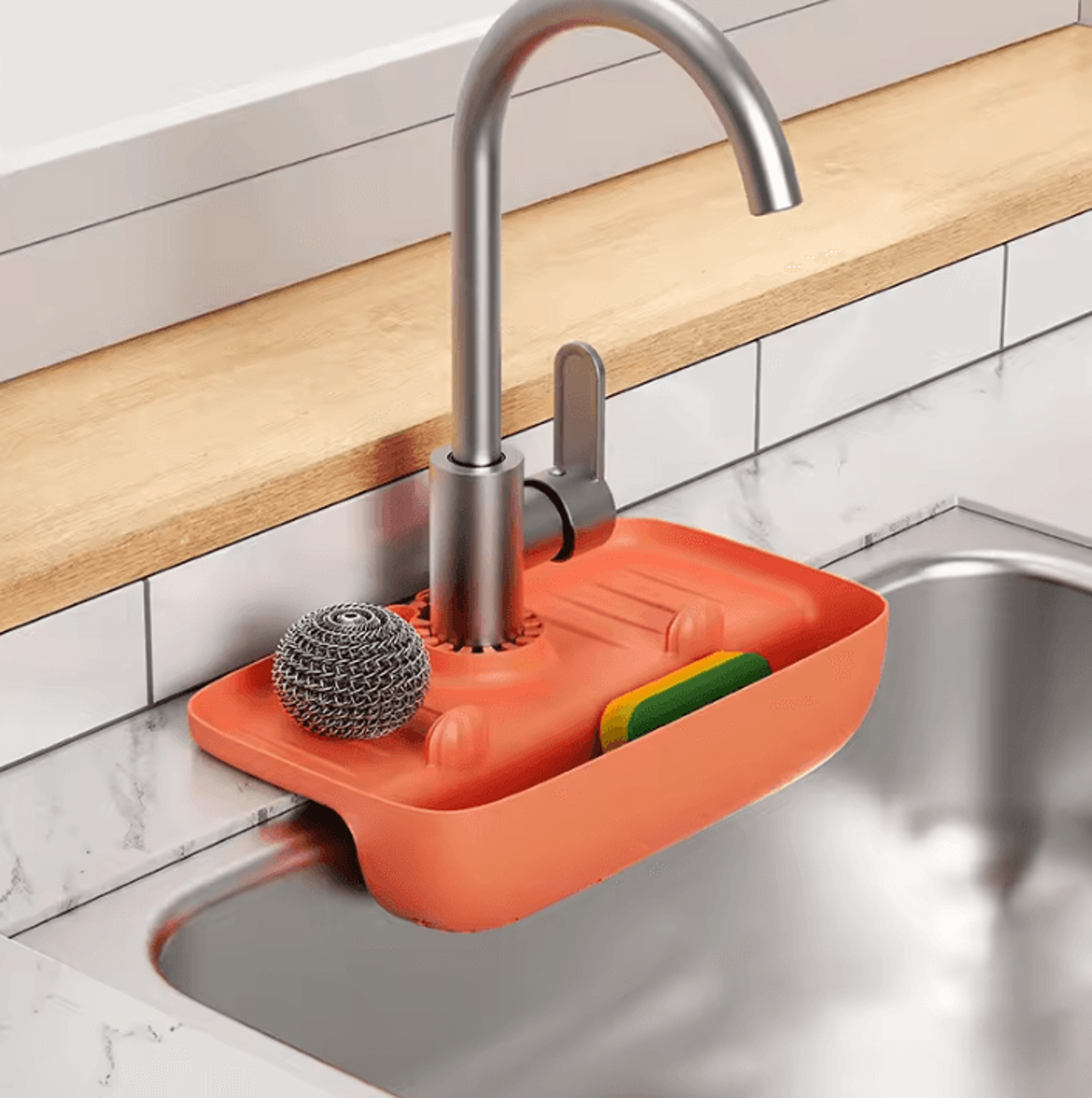 silicone faucet splash guard with sponge holder kitchen sink drain mat and countertop protector