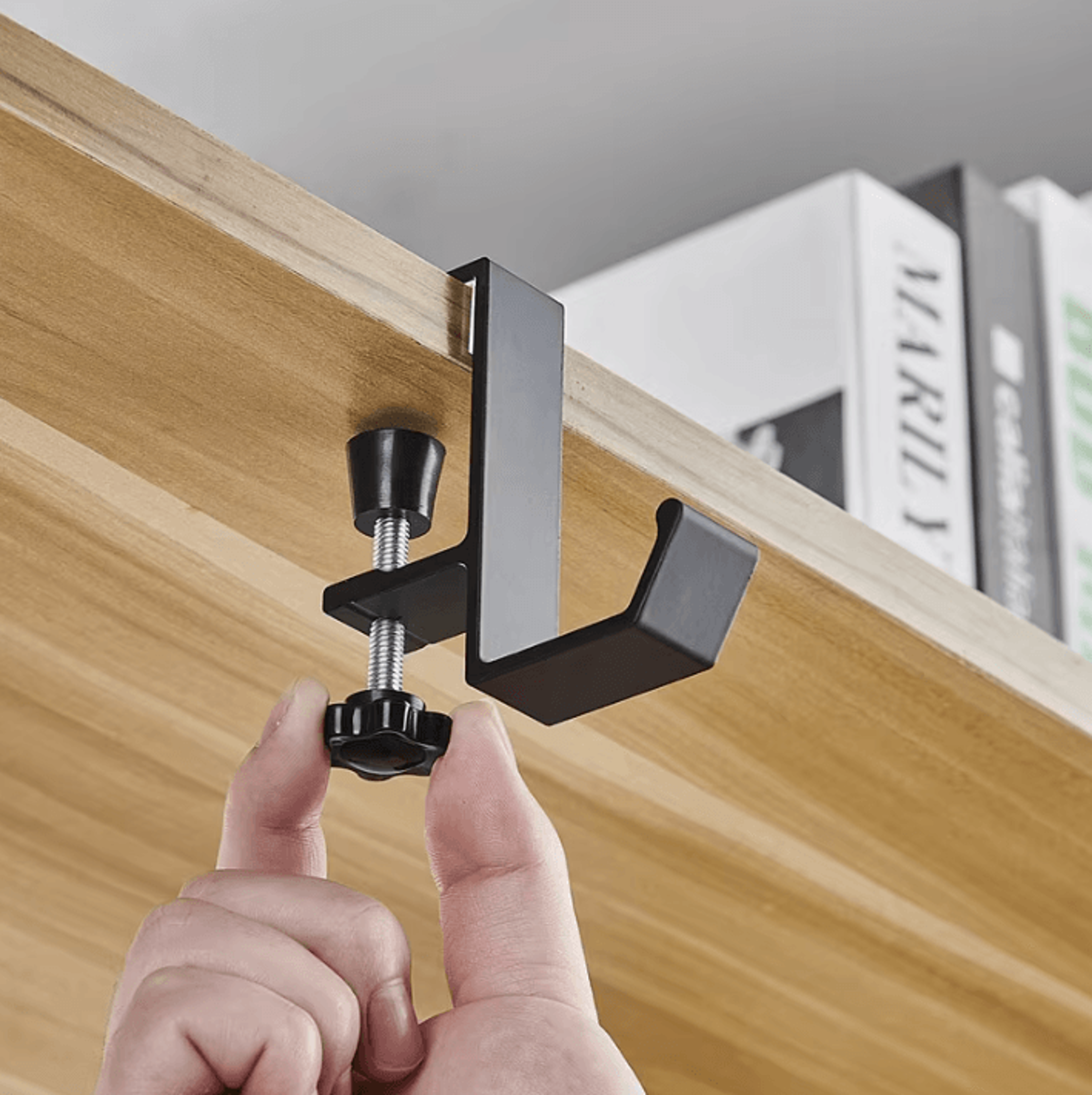adjustable desk headset hanger clamp-on desk edge hook for headphones, bags and backpacks