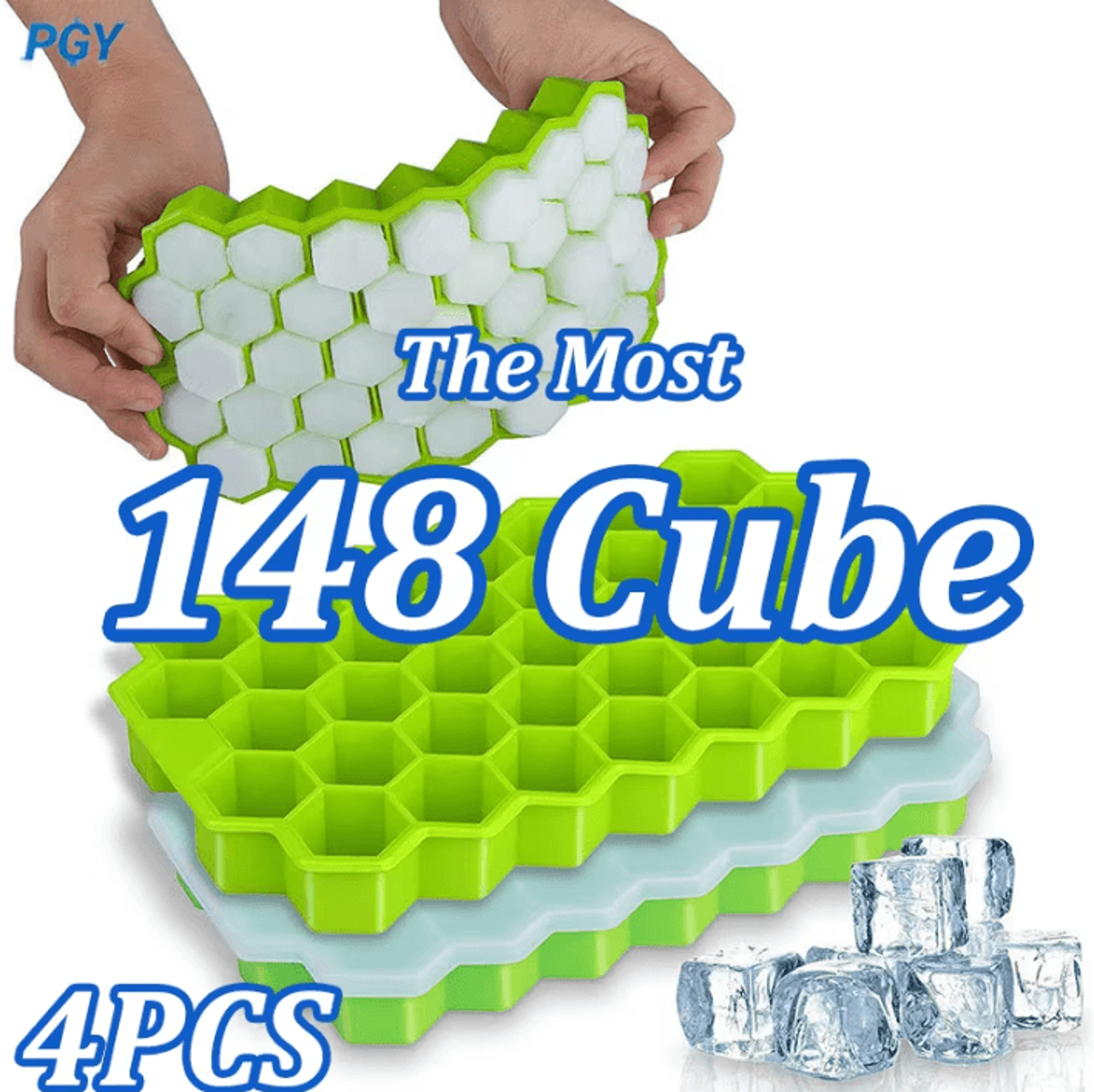 large capacity silicone ice cube tray with lid bpa-free reusable ice maker 148-cube mold