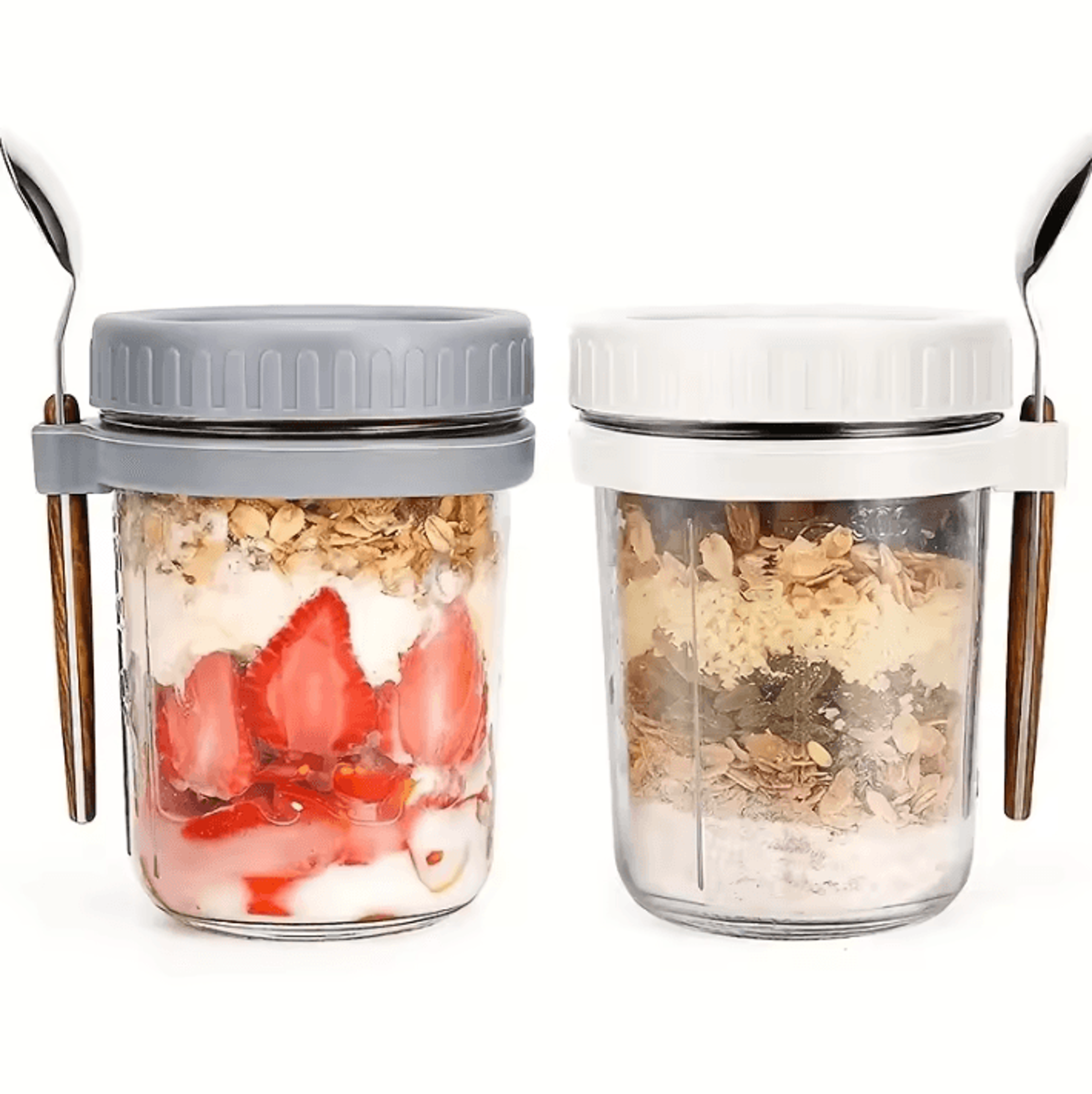 350ml overnight oat cup glass with lid and spoon seal food breakfast cup portable cereal milk salad yogurt cup kitchen i