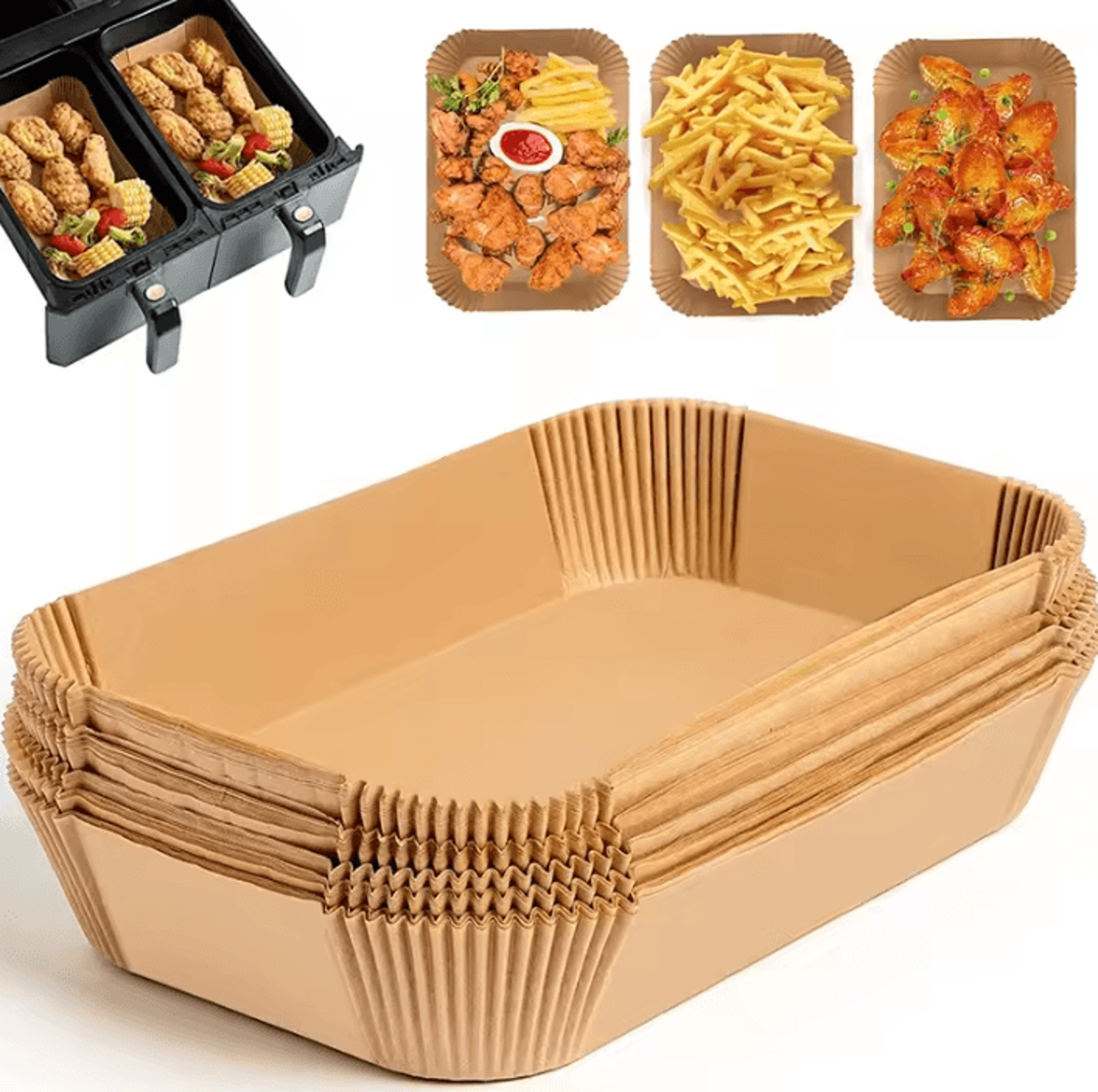disposable air fryer paper liners non-stick oilproof baking sheets for air fryers, ovens and microwaves