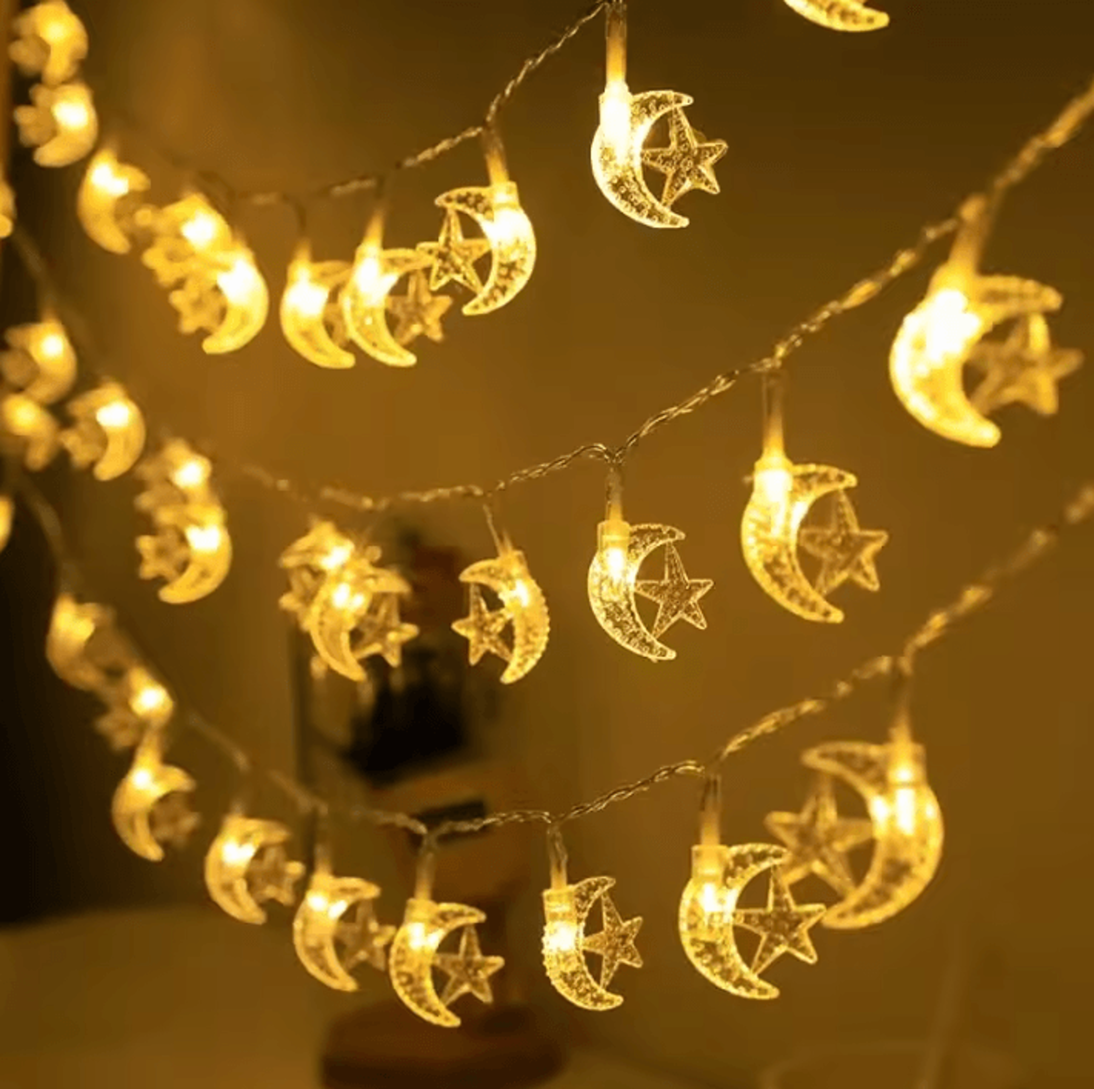 3m star moon string lights 20 led battery-powered decorative lights for ramadan, weddings and home decor