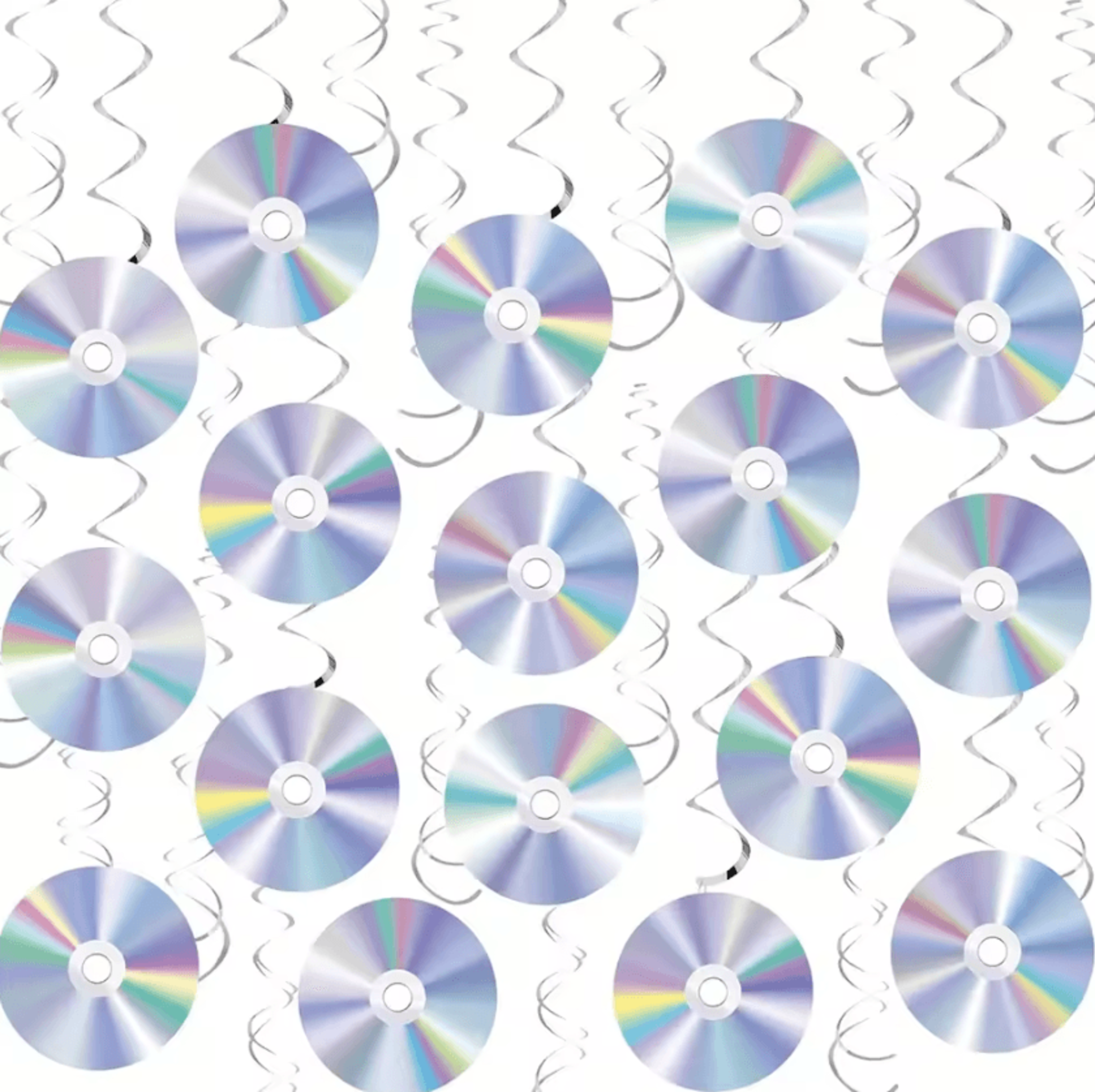 16-piece disco hanging decorations record spiral party decorations for 70s, 80s and music-themed parties