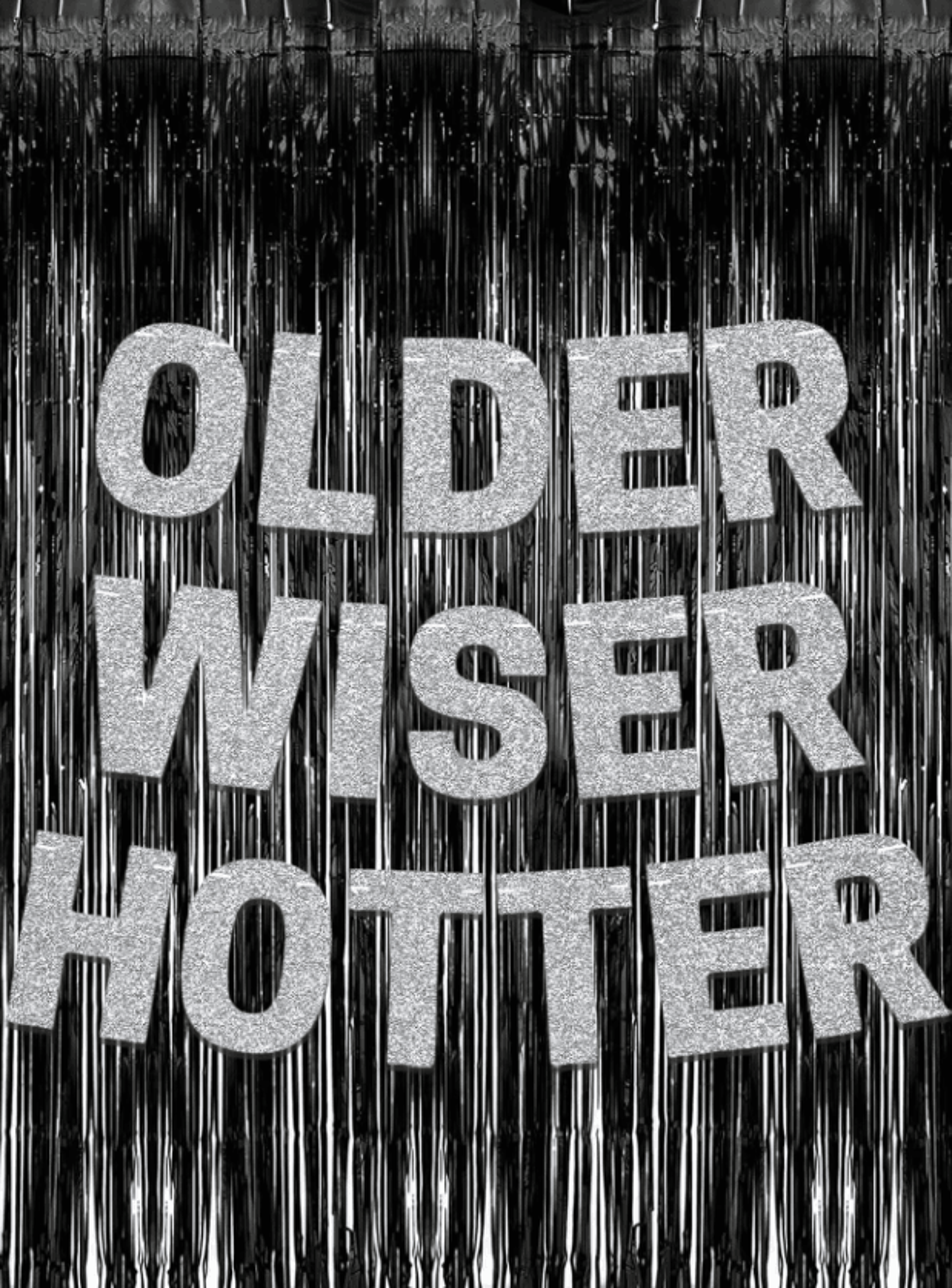 wiser hotter birthday banner funny glitter party decoration for milestone birthday celebrations