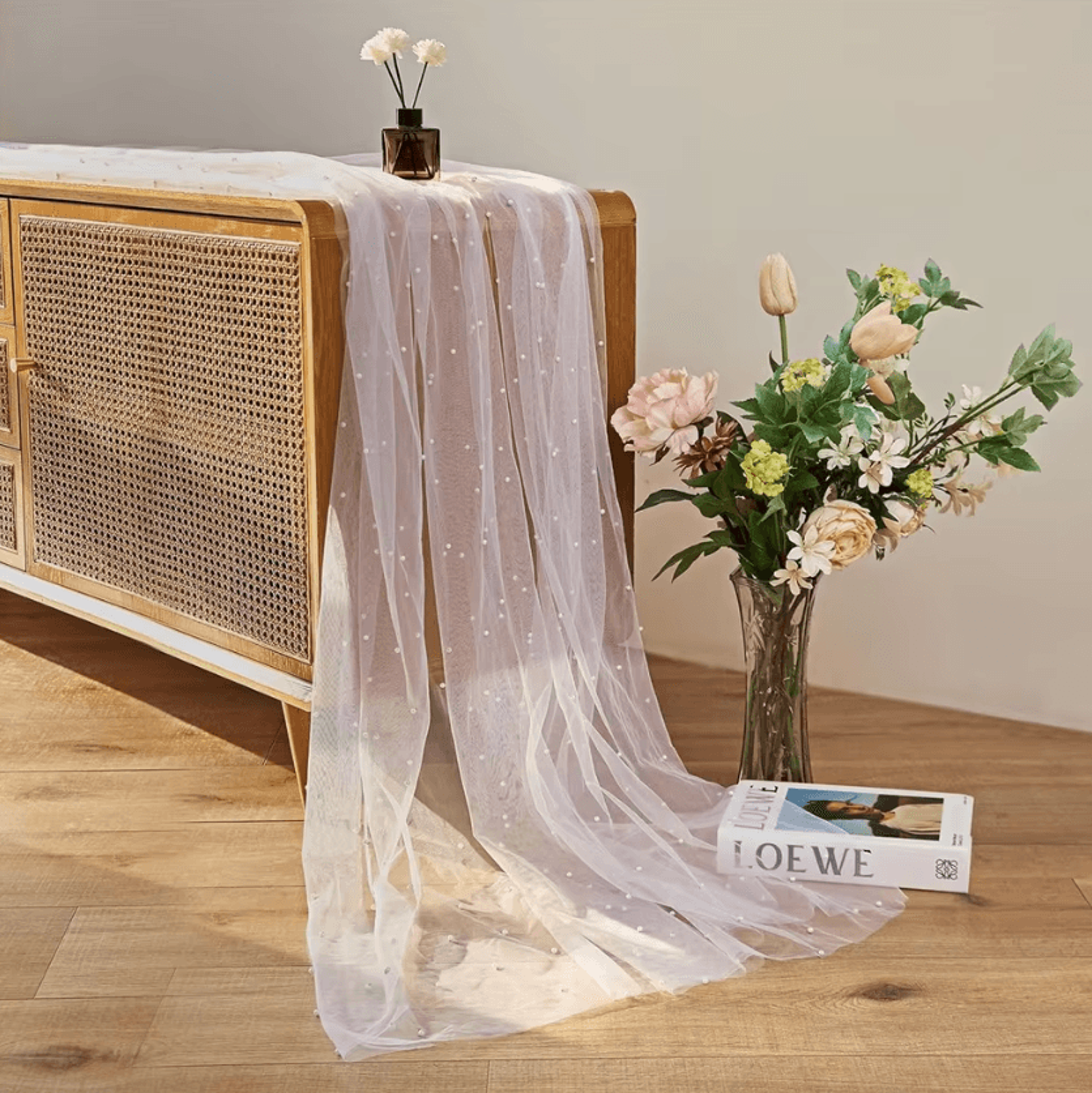 pearl chiffon table runner elegant wedding table decor for parties and special events
