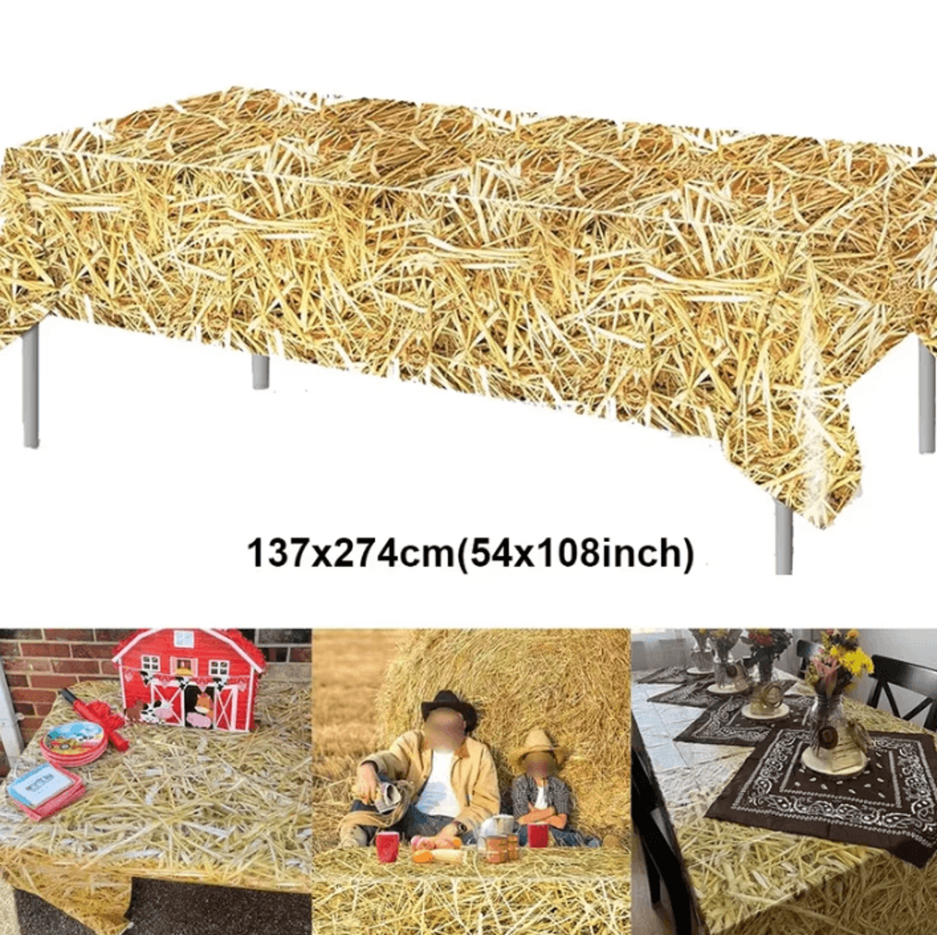 straw print table cover western cowboy party tablecloth for farm theme decorations