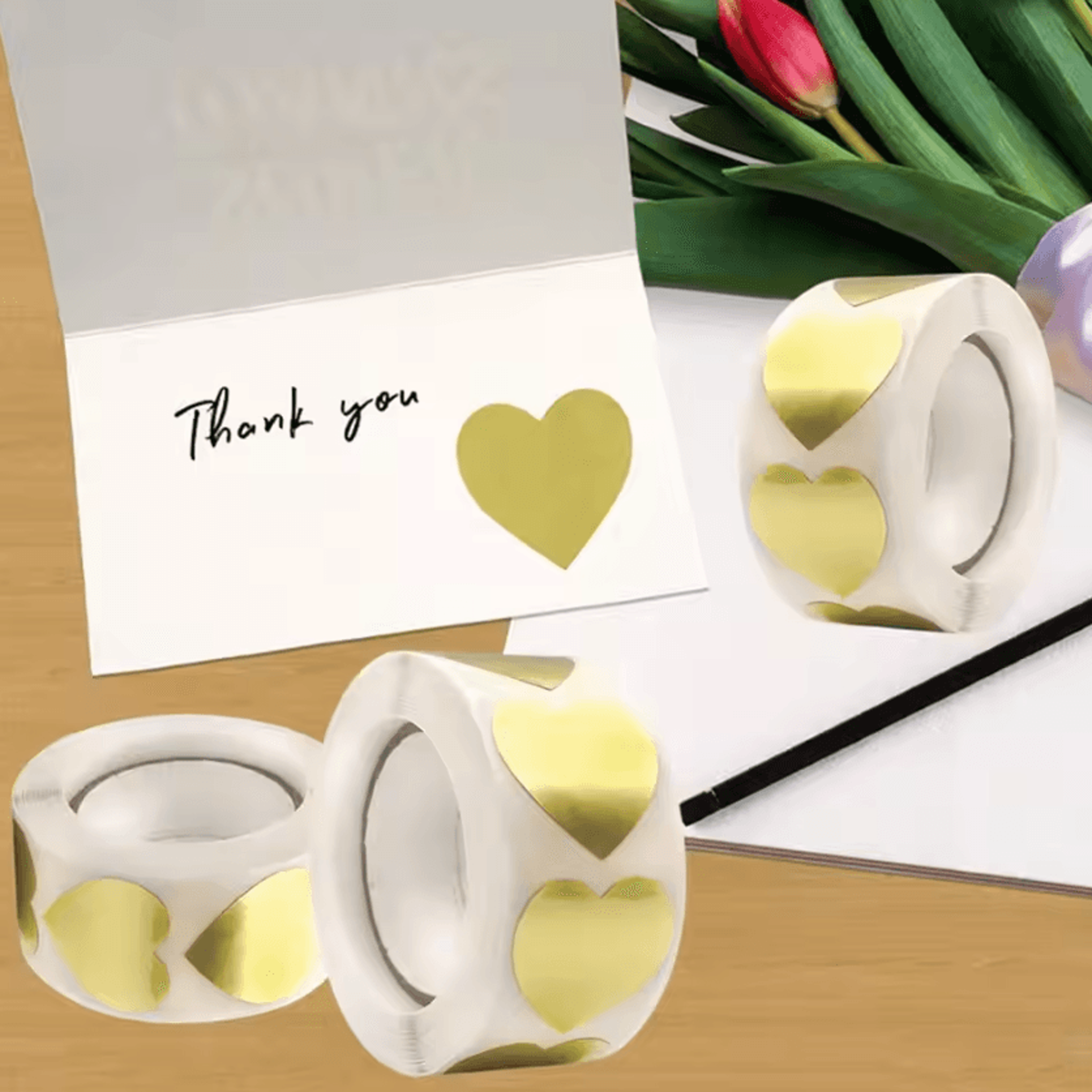 metallic gold heart dot stickers permanent adhesive labels for crafts and gift decorations