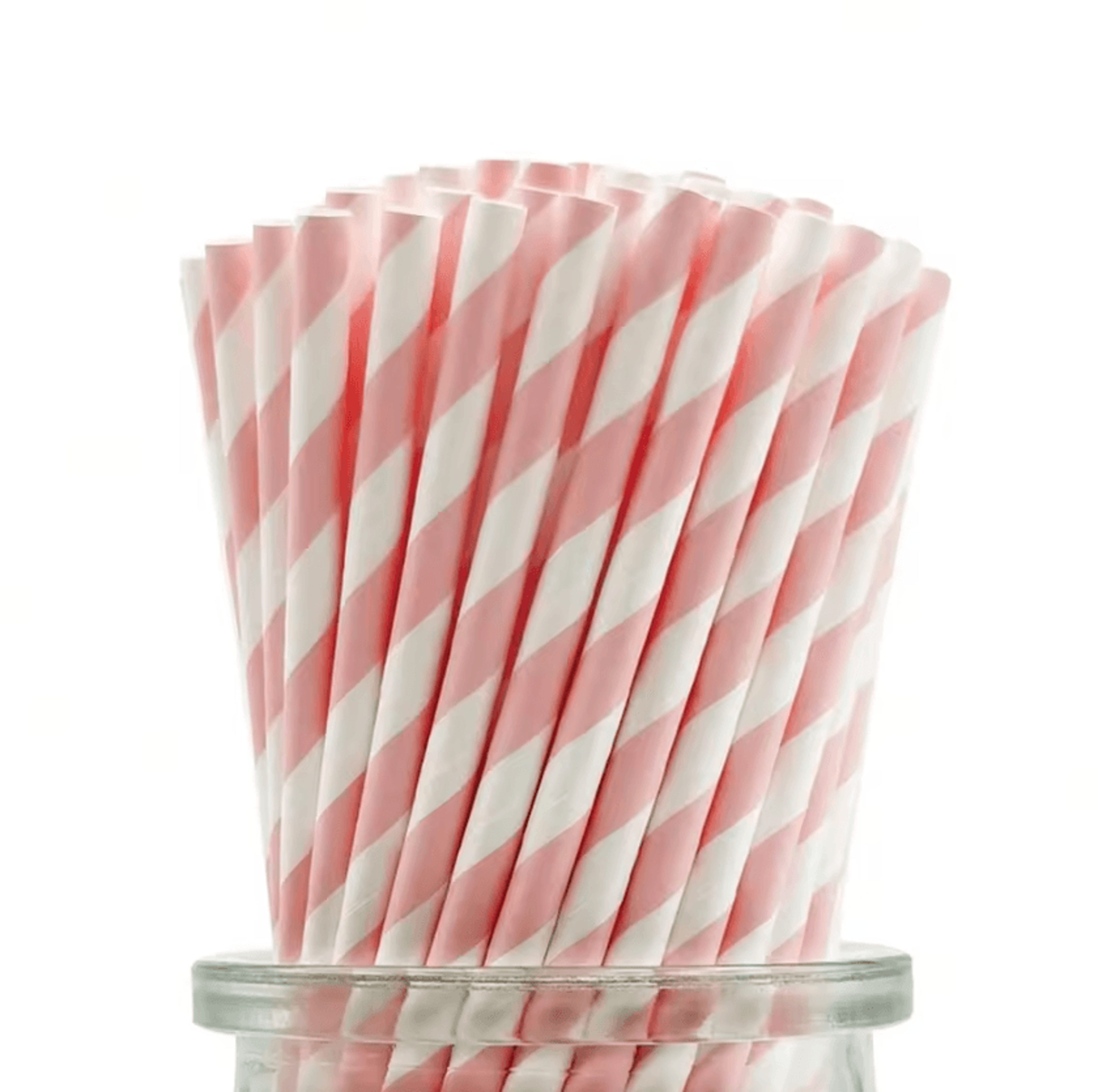 light pink striped paper straws disposable party drinking straws for birthdays and weddings