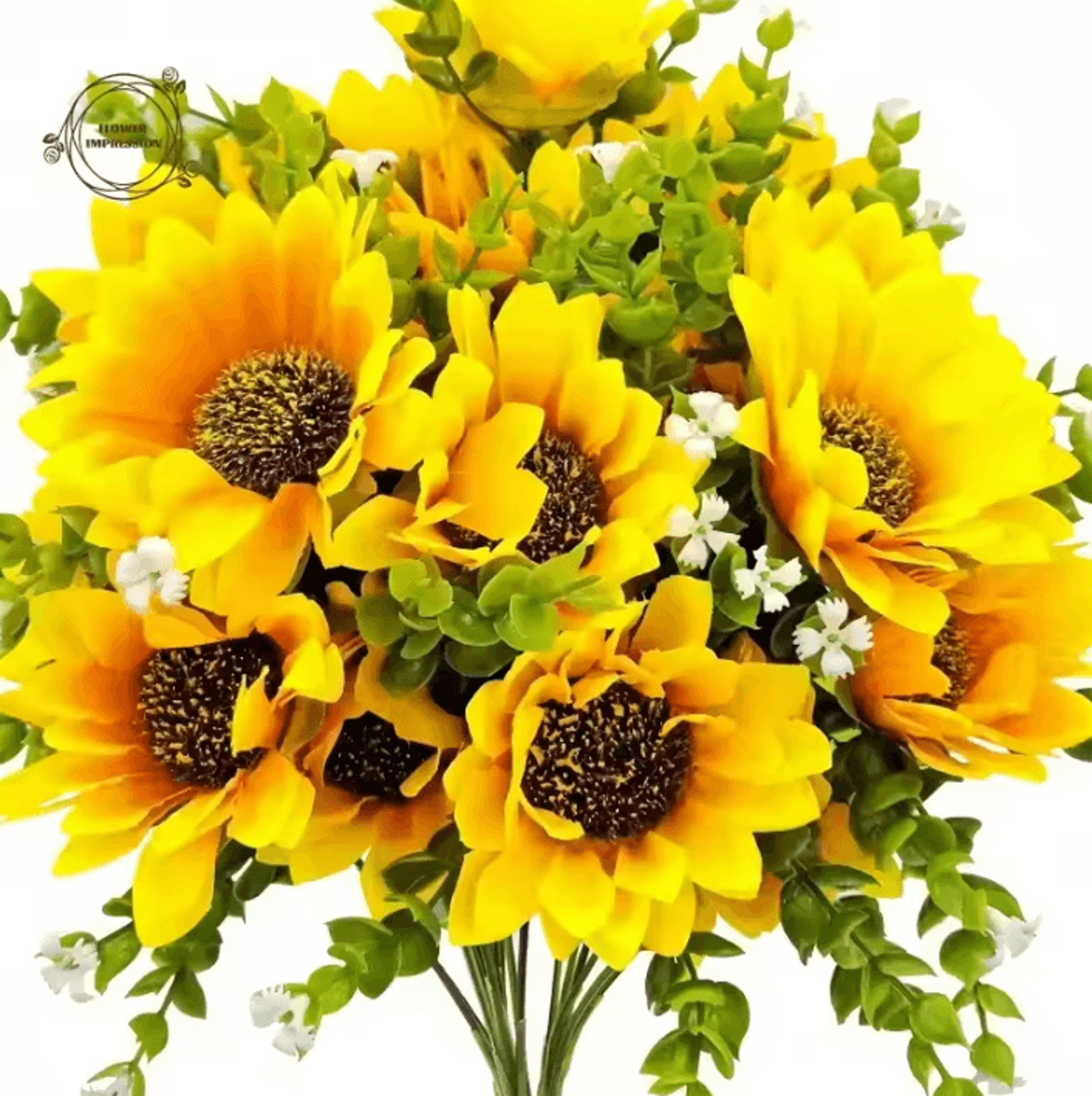 artificial sunflower bouquet with stems faux floral arrangement for home and wedding decor