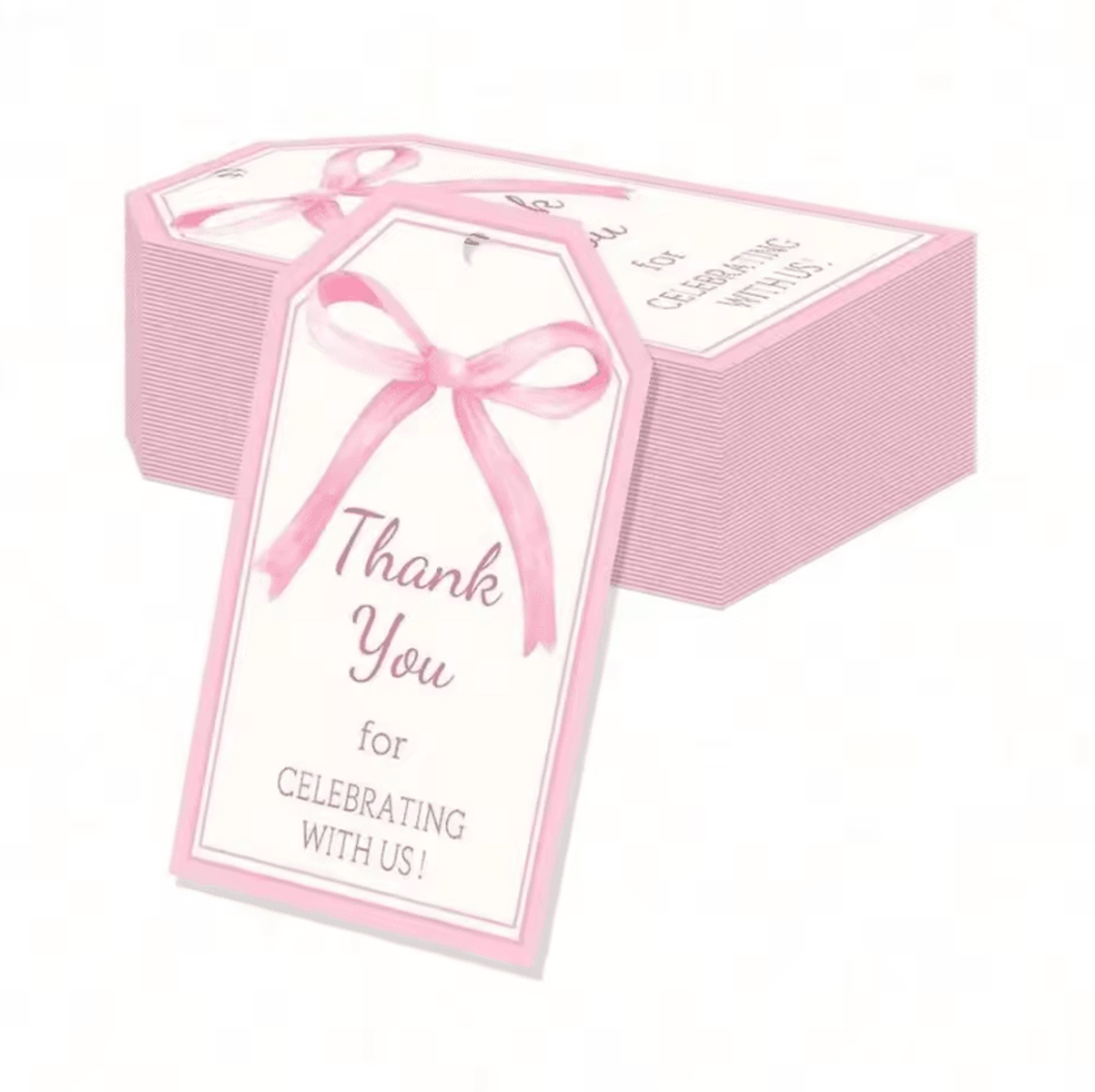 pink bow thank you labels gift packaging stickers for party favors