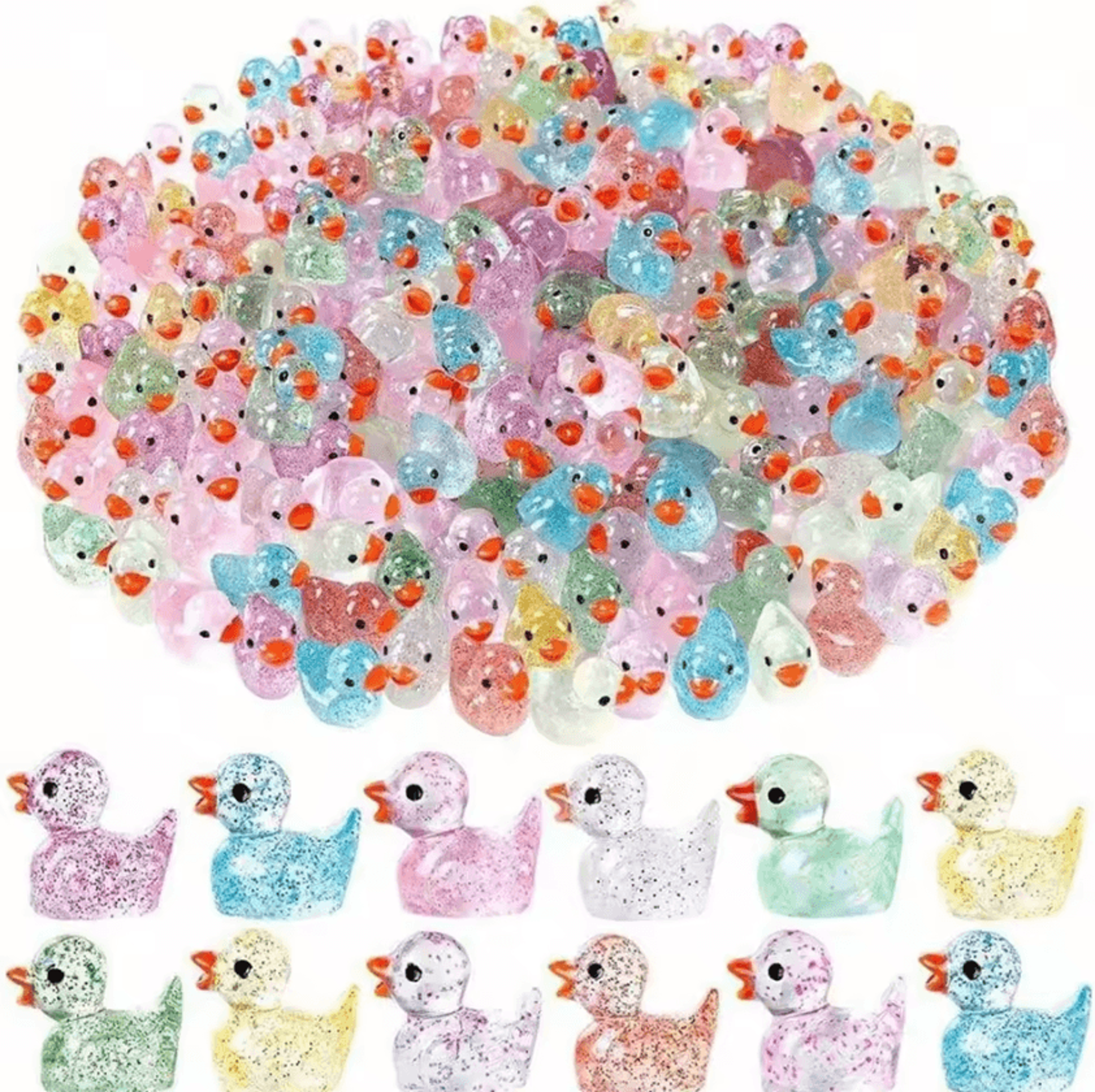 mini glitter resin duck figurines colorful desk and home decorations