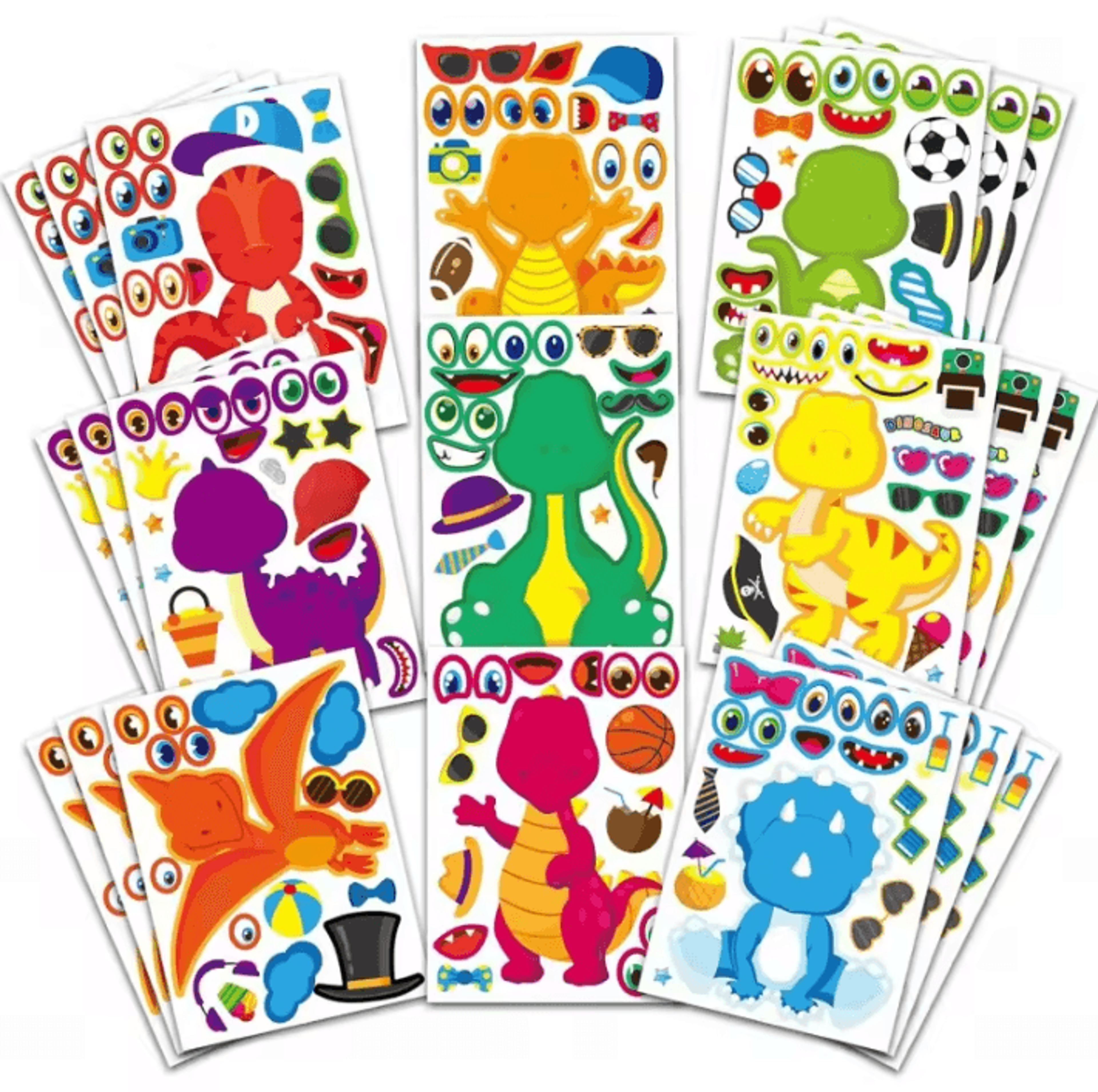 dinosaur make a face sticker set diy party activity for kids birthday favors