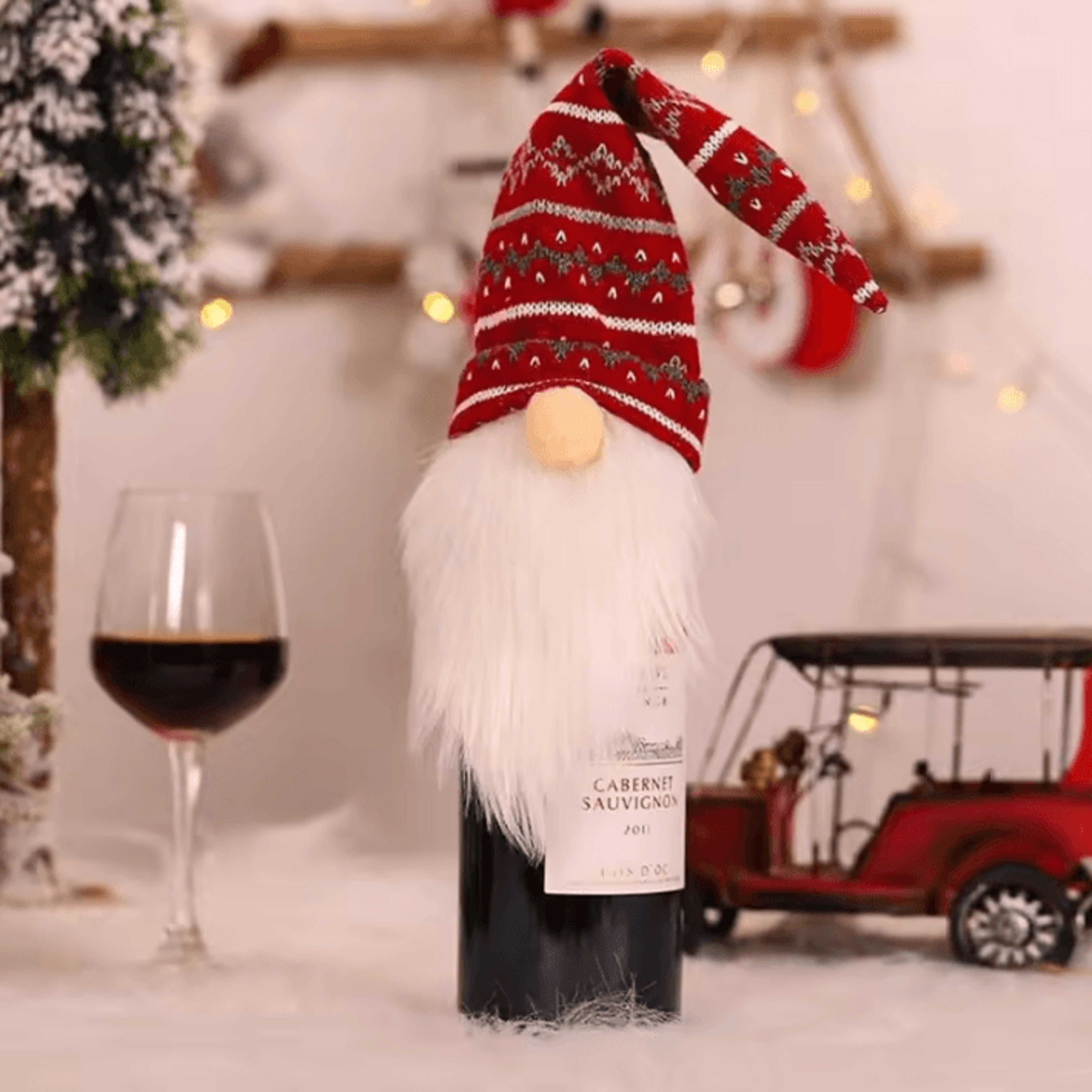 christmas wine bottle sweater set holiday bottle decoration with hat and beard