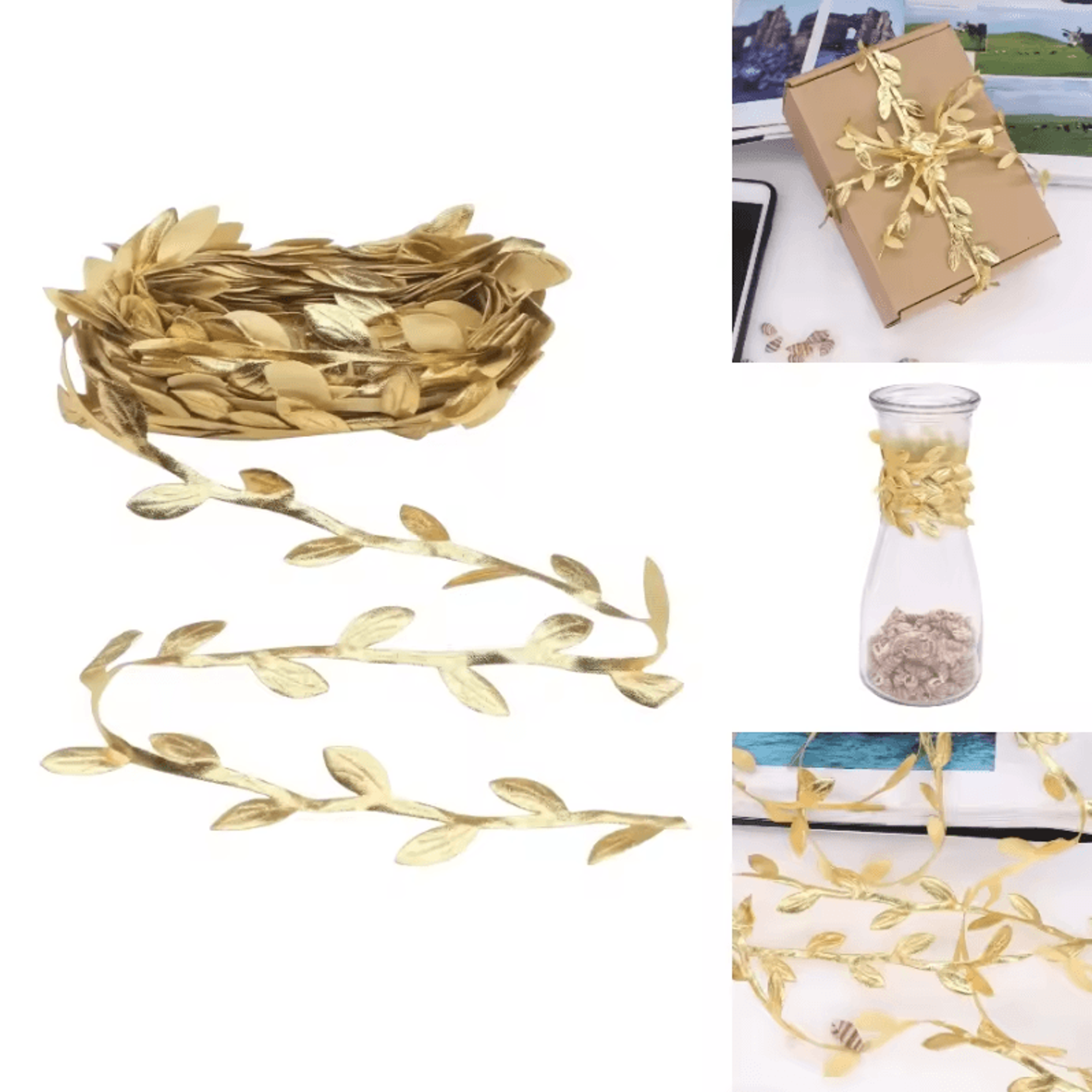 gold leaf ribbon garland for diy crafts wedding and party decorations