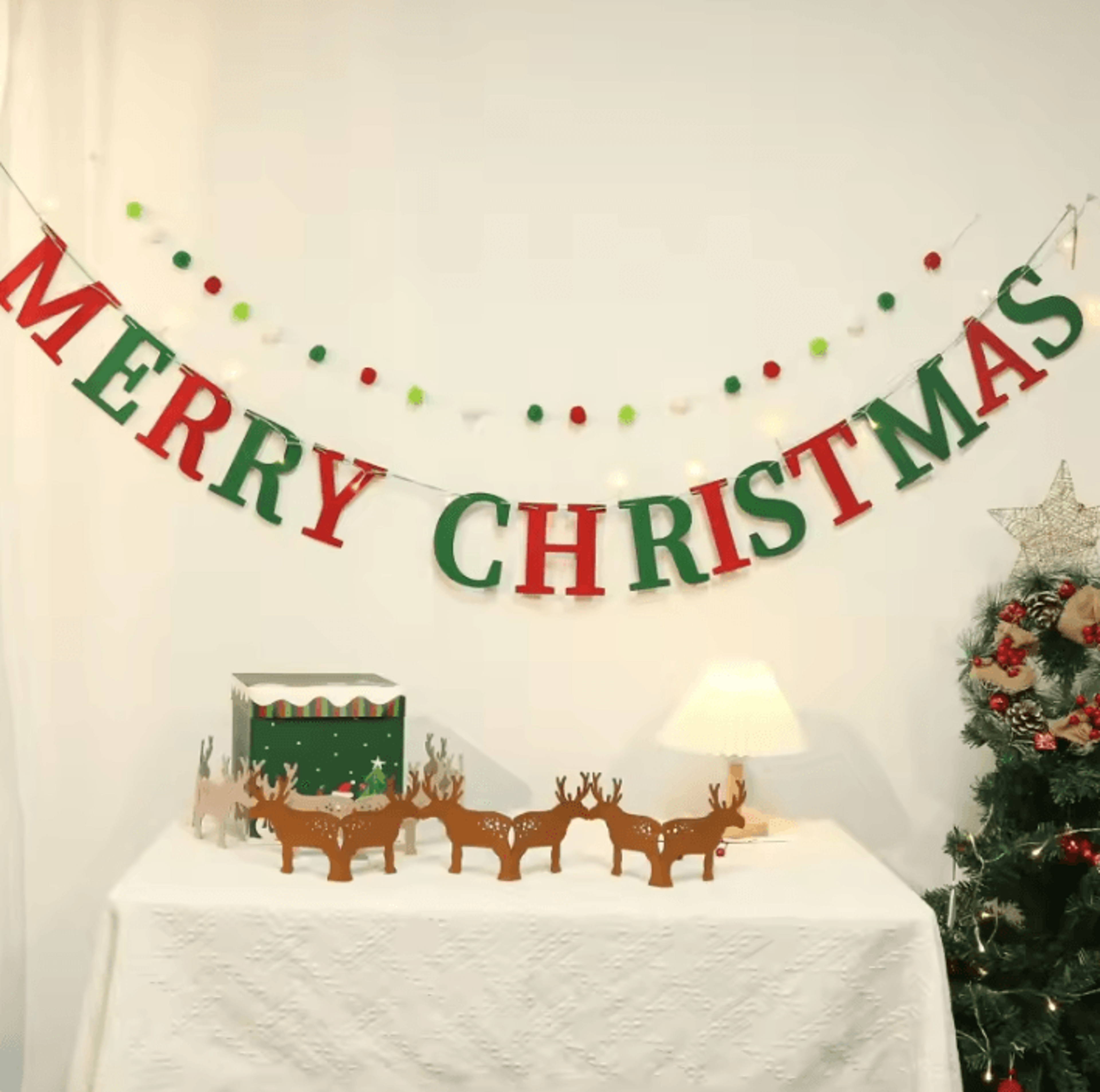 christmas felt banner holiday hanging decoration for home and office