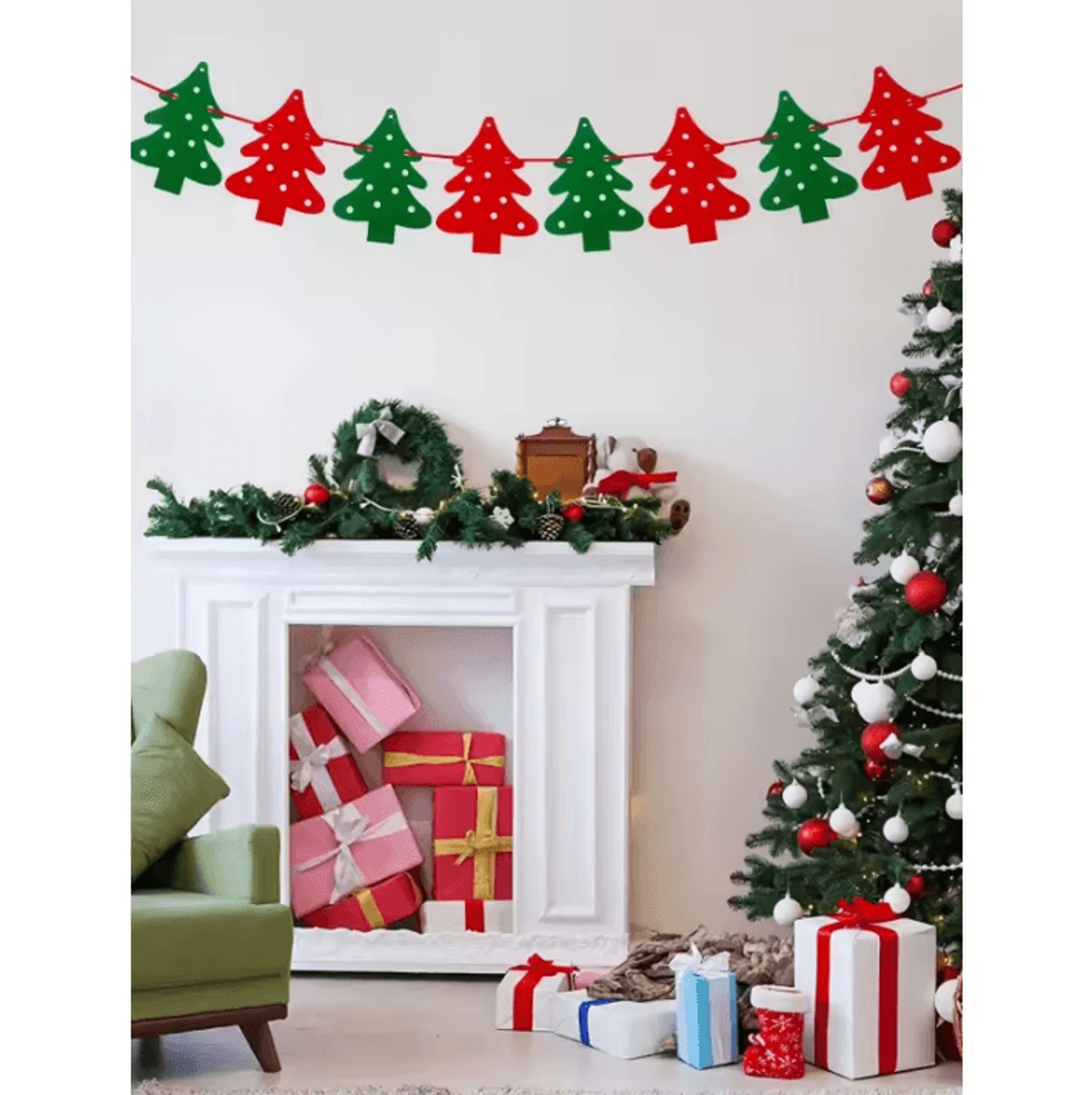 christmas tree felt banner hanging garland holiday wall decoration