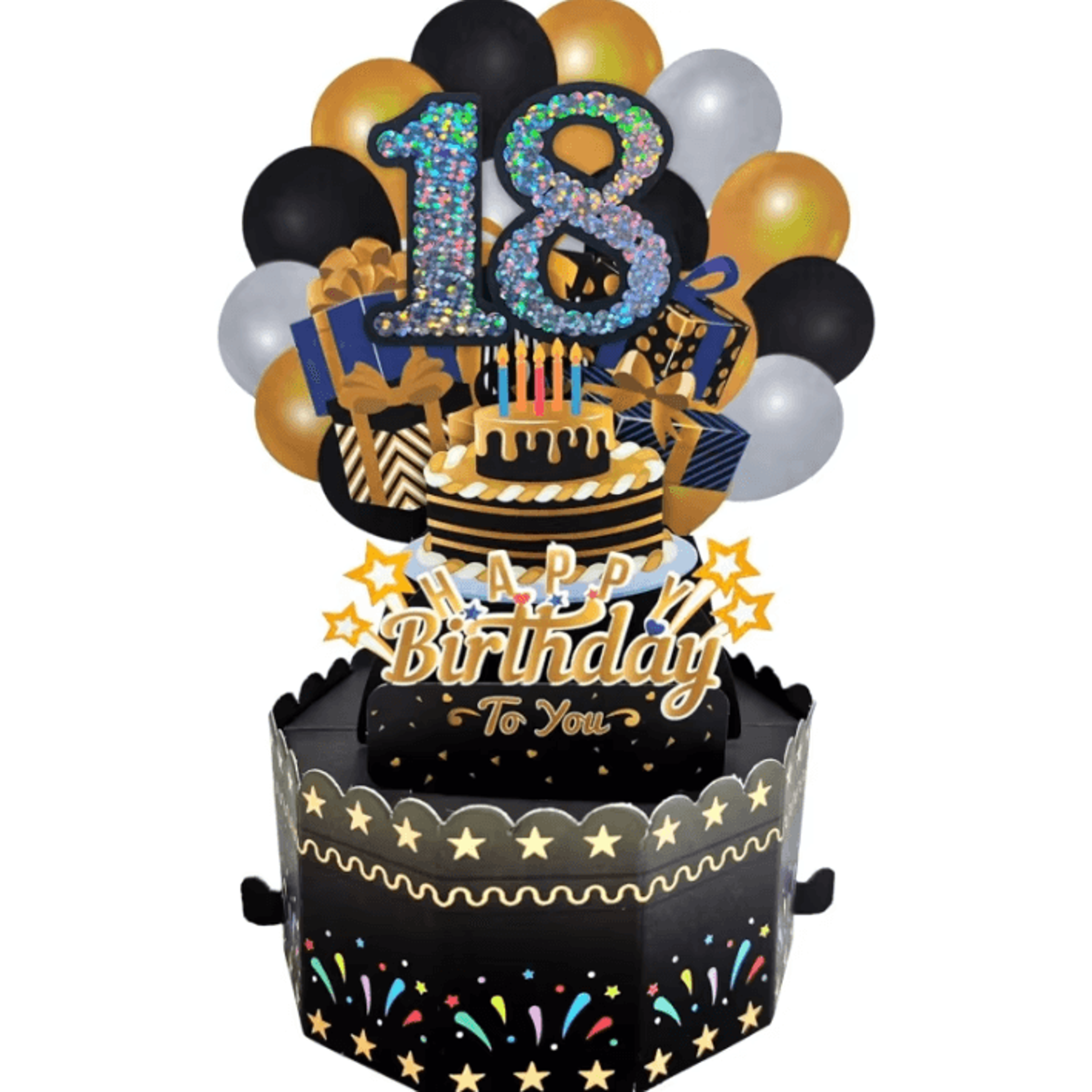 18th birthday pop up greeting card with envelope and blank message card