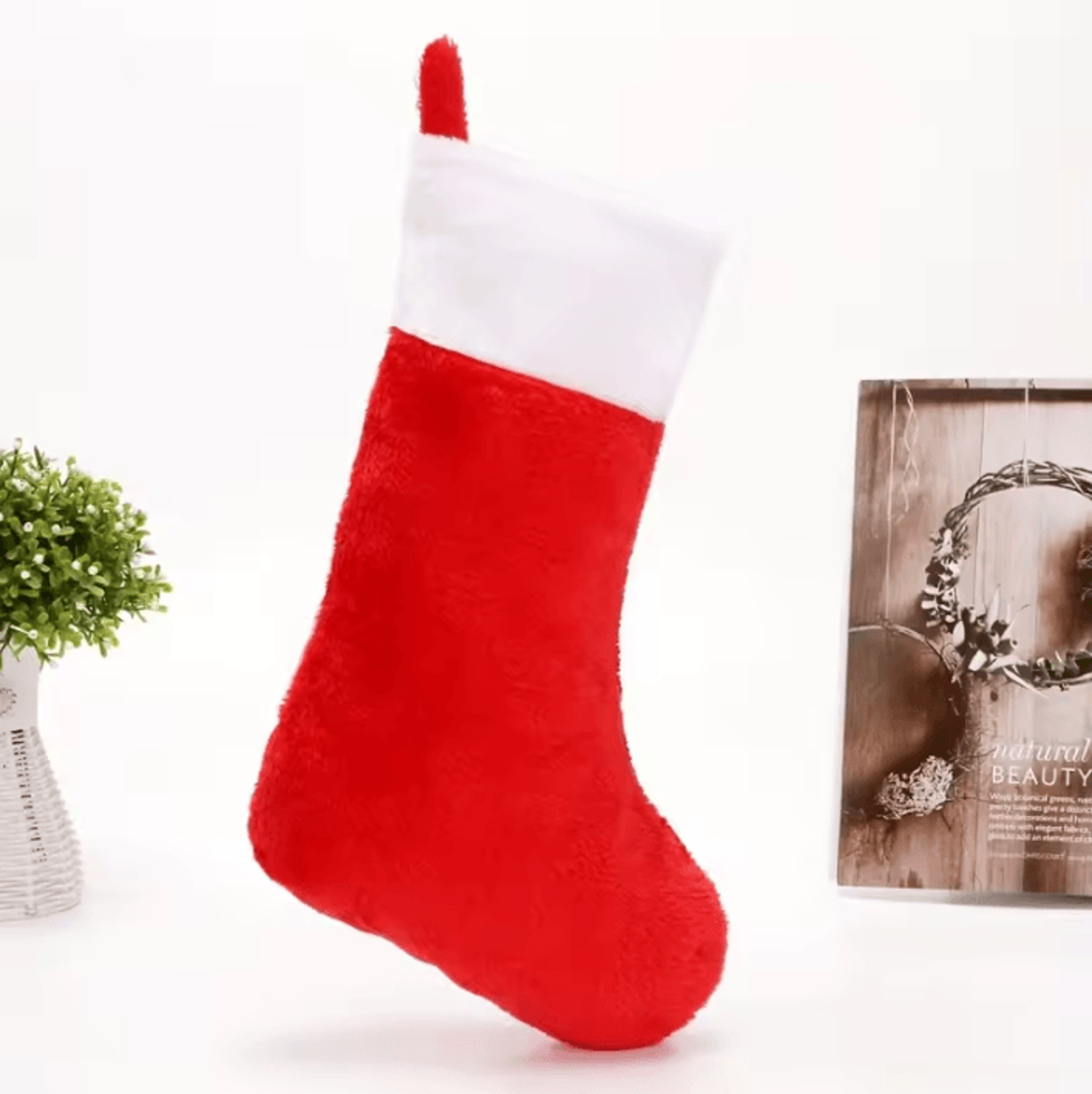 large christmas stocking holiday hanging decoration for fireplace and home