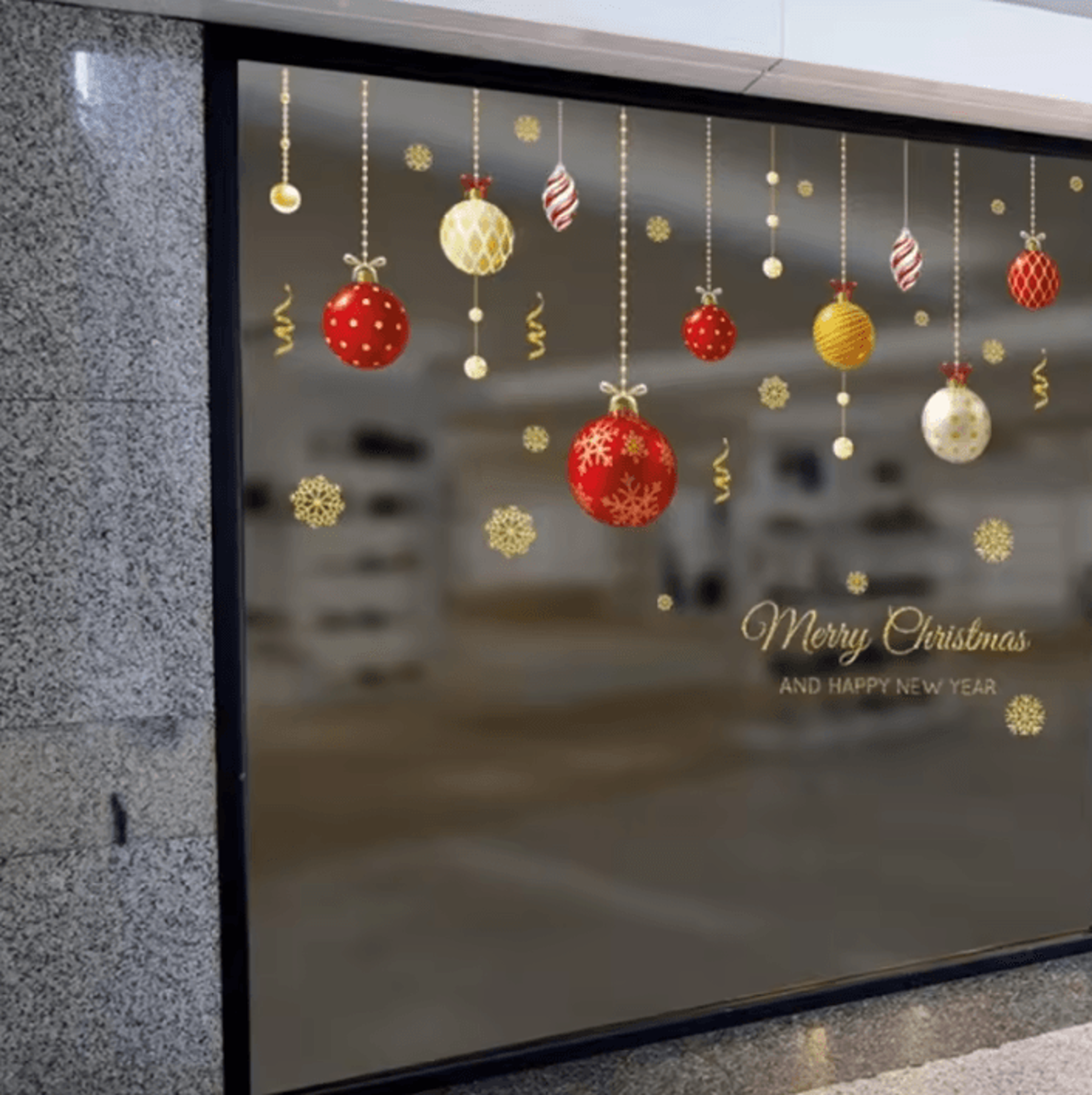 christmas ball window stickers removable holiday pvc window decals