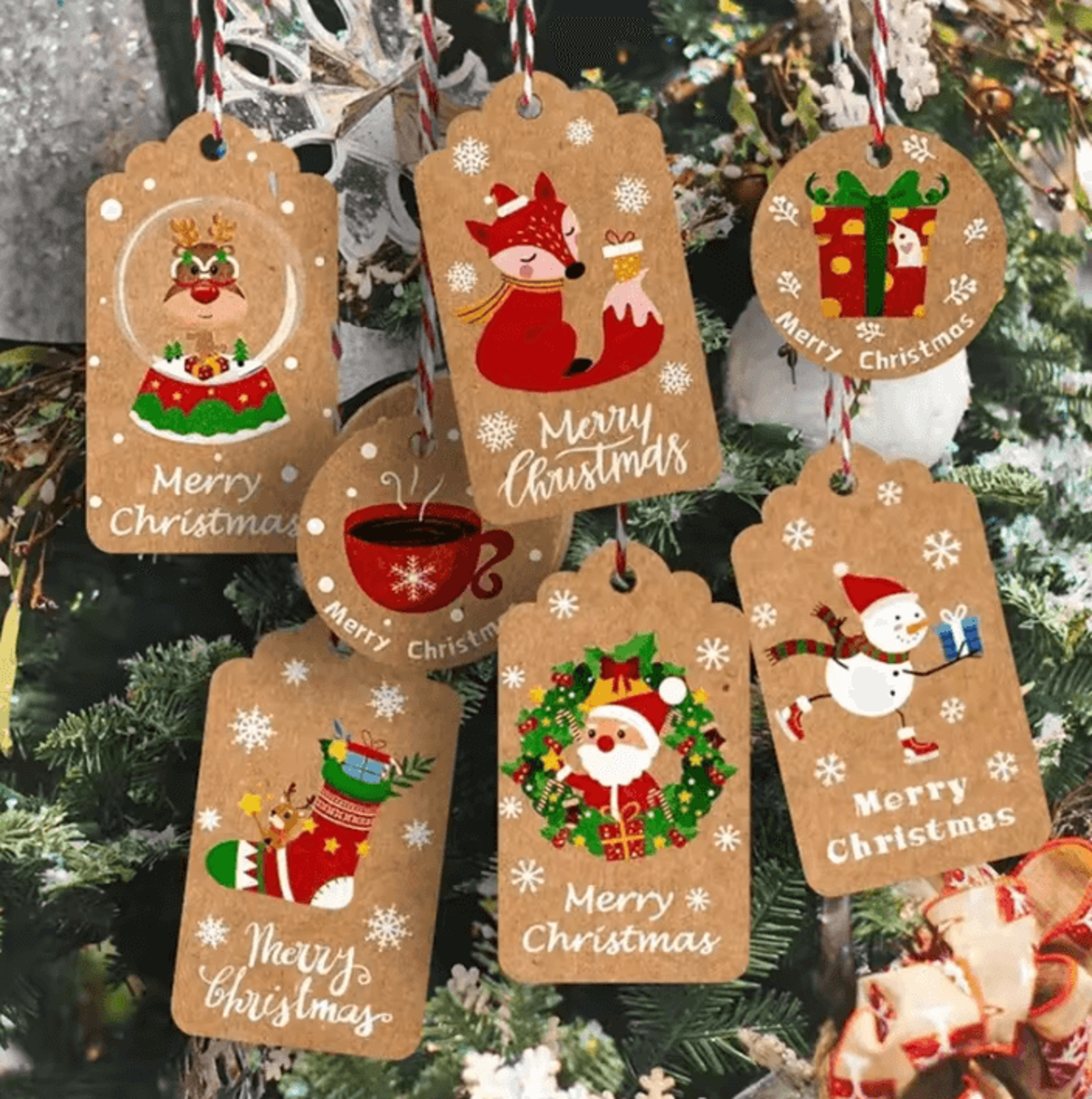 christmas kraft gift tags painted holiday gift wrap tags set