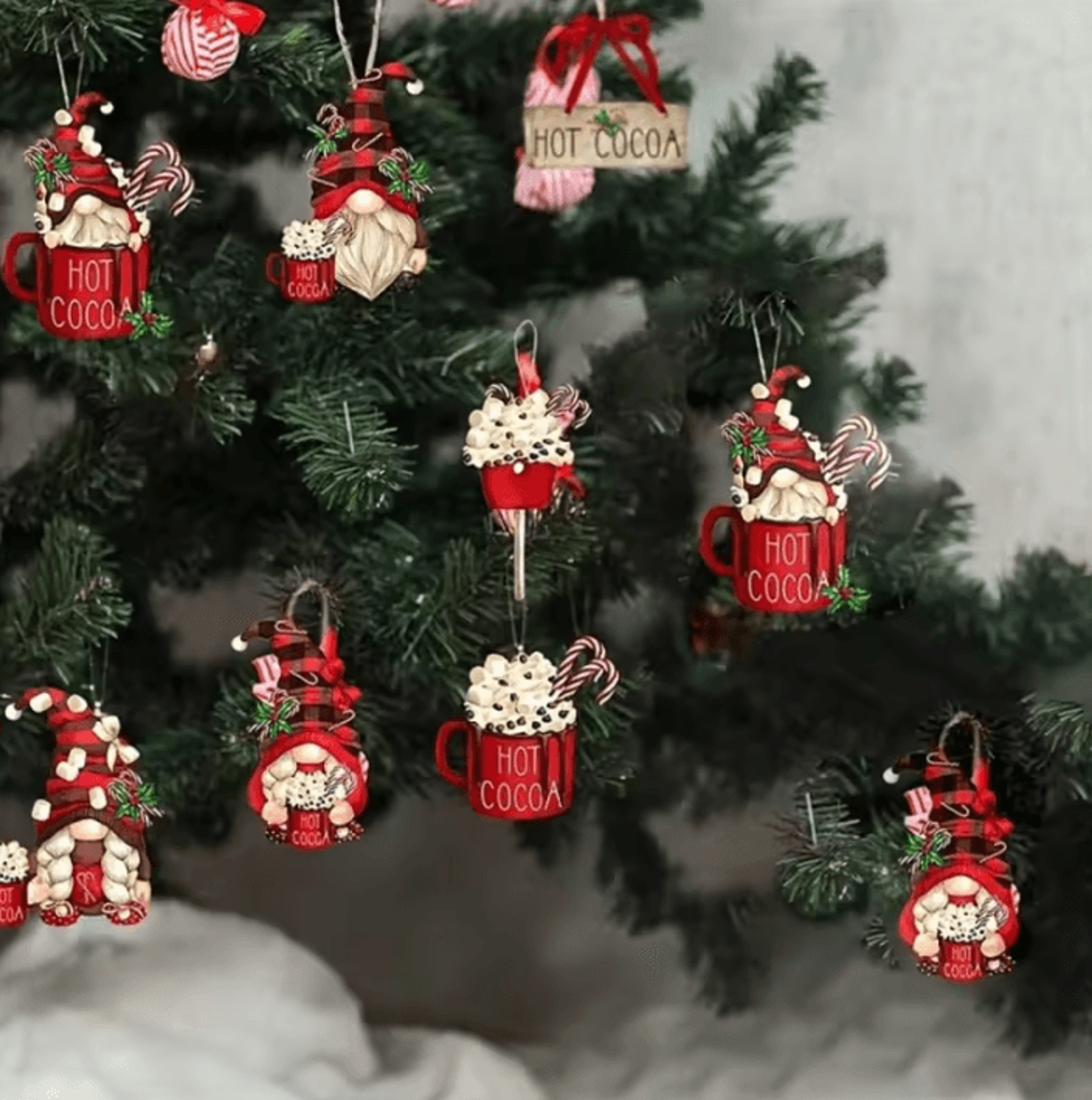 christmas gnome ice cream ornaments hanging tree decoration set