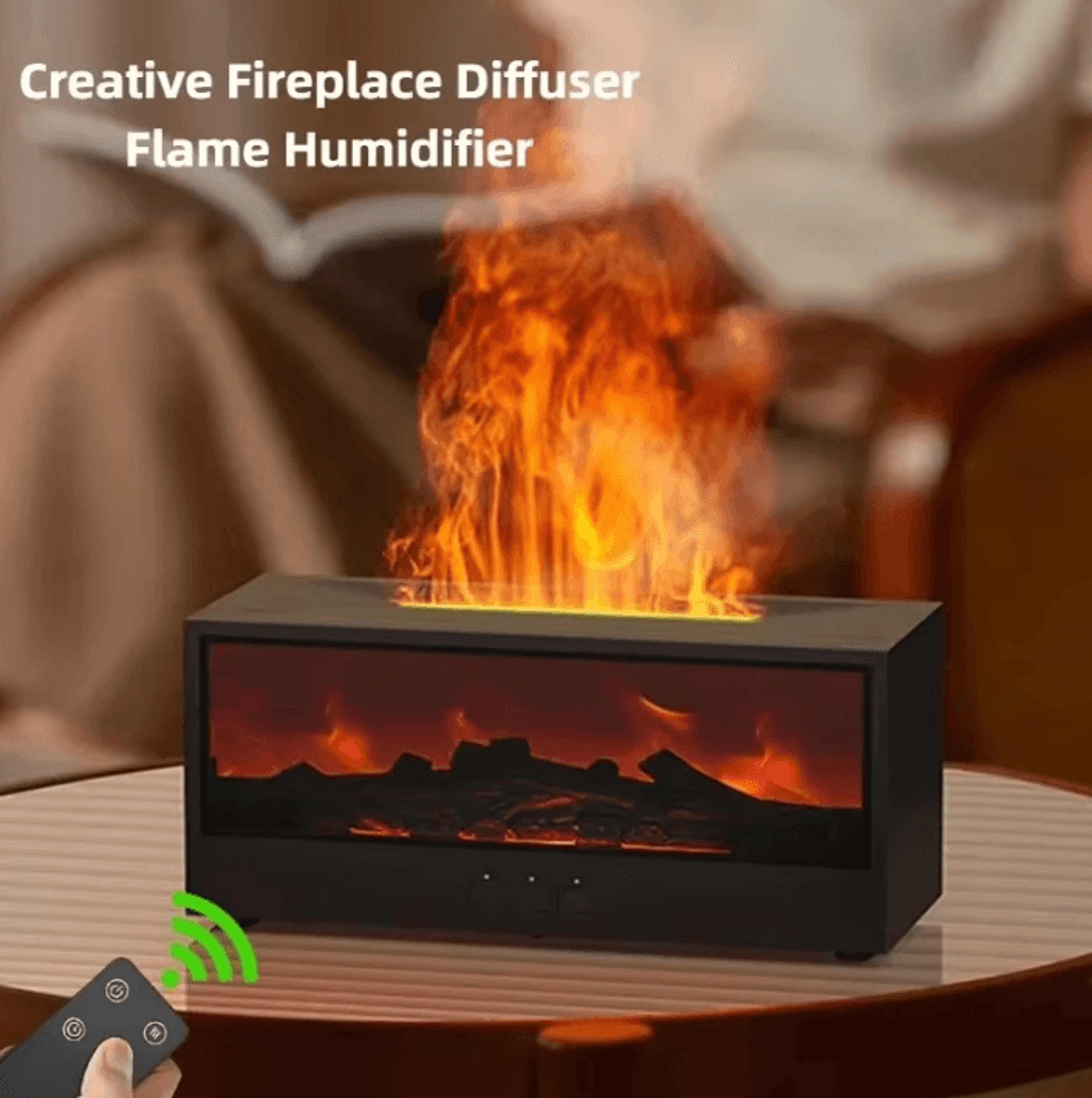 3d flame aroma diffuser humidifier – essential oil diffuser with led flame effect & remote control