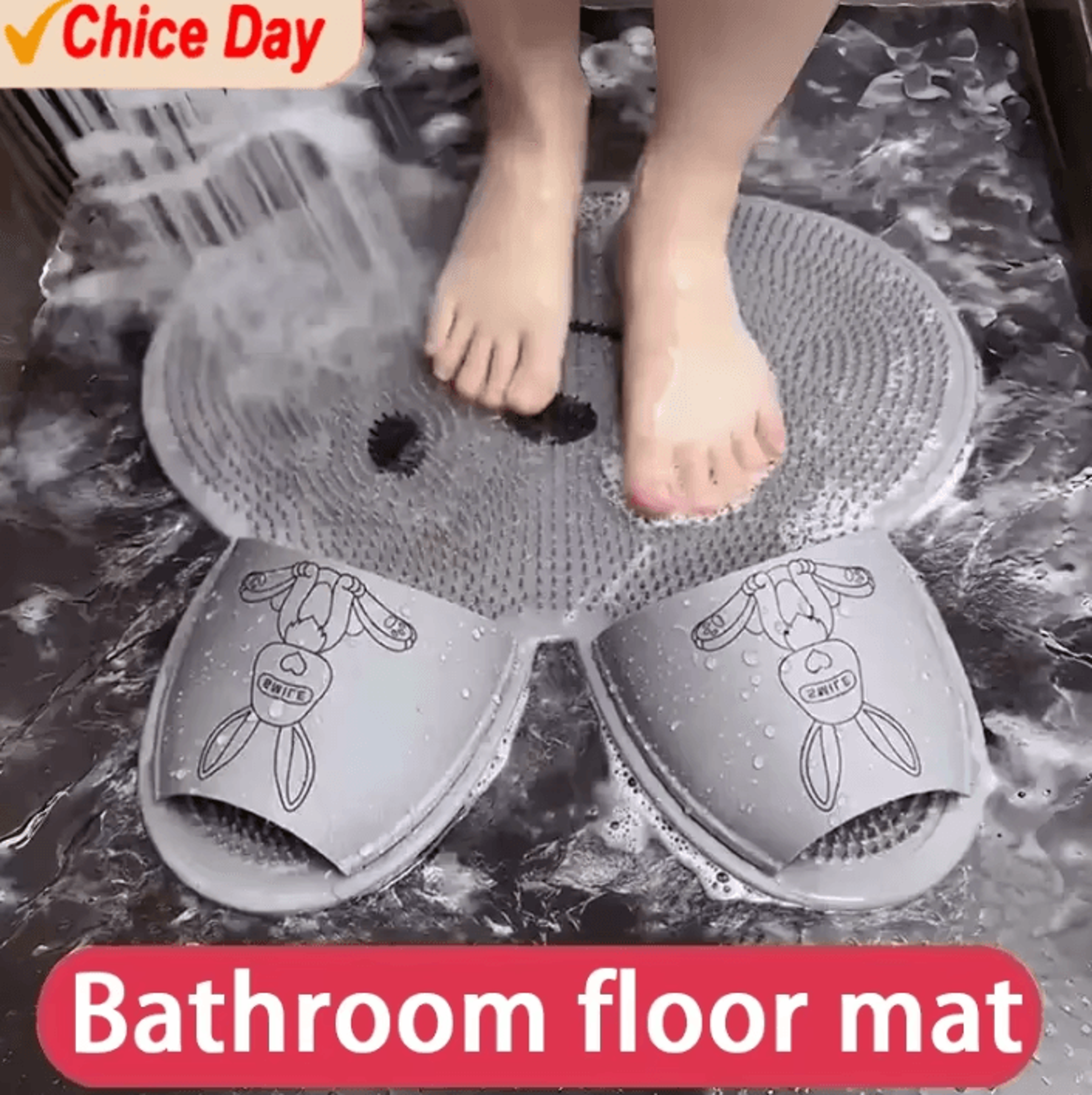 silicone foot scrubber shower mat with massage and non slip grip