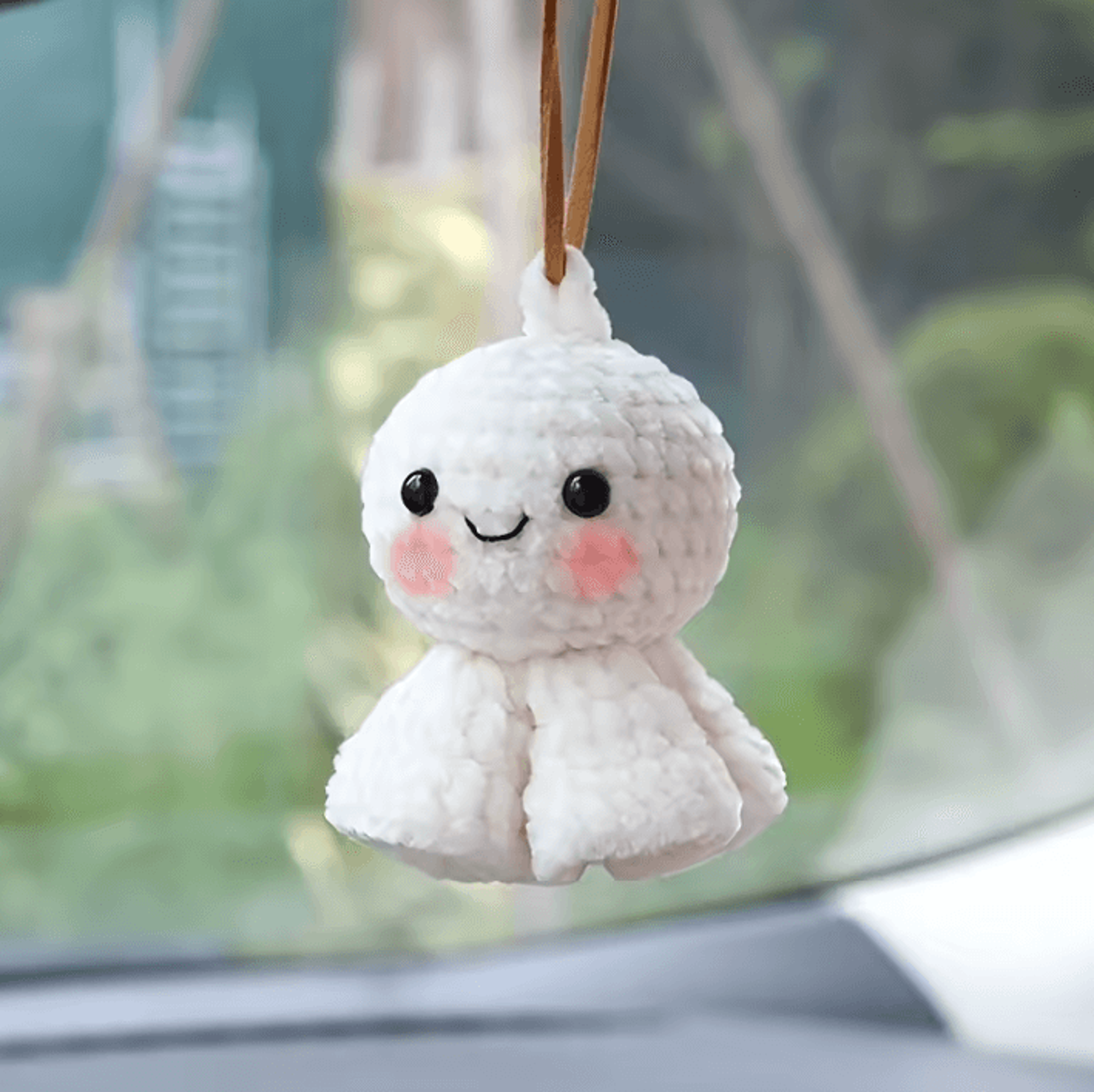 cute crochet sunshine doll car hanging pendant for rearview mirror