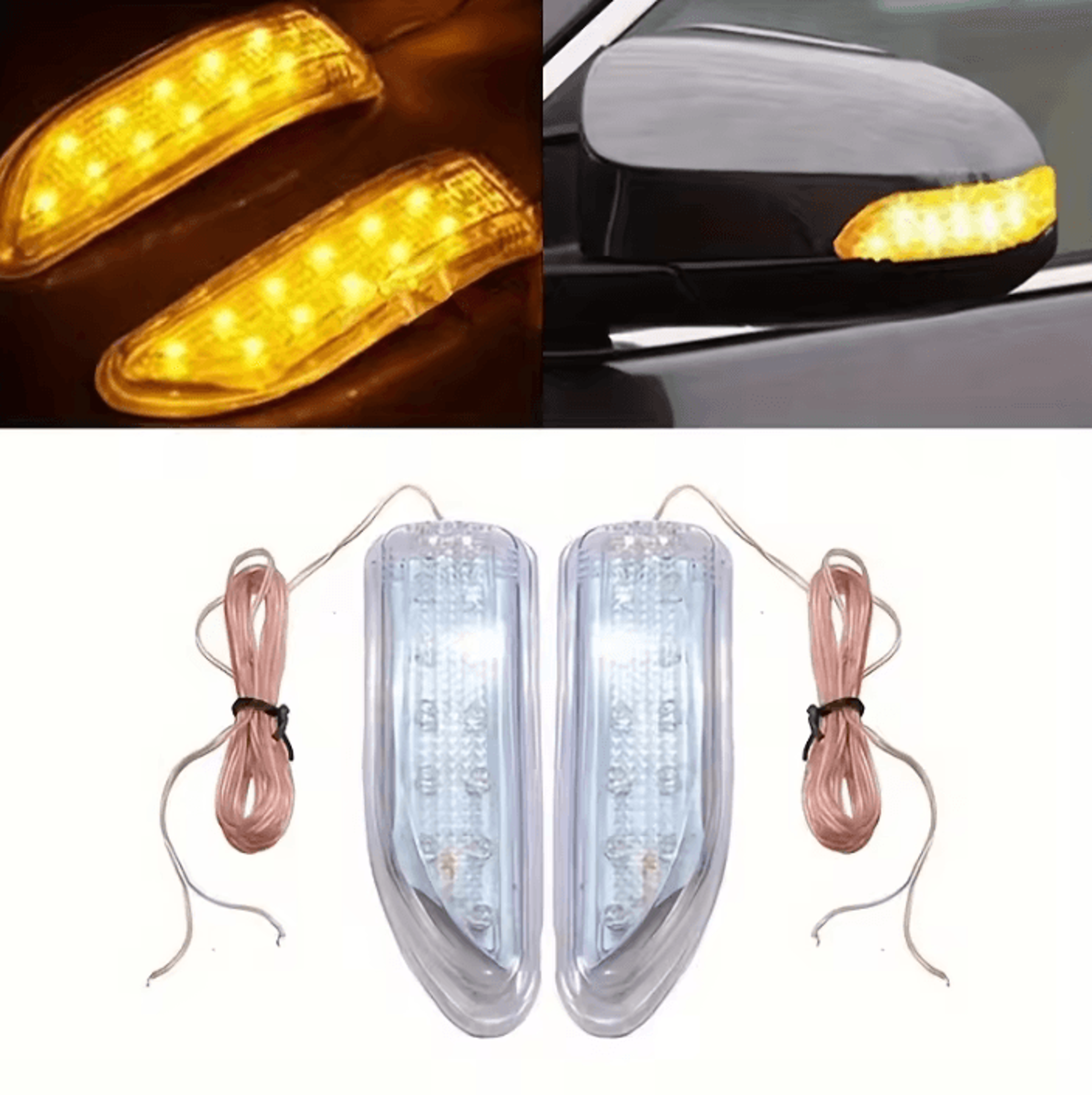 universal rear view mirror led turn signal lights 2 pack