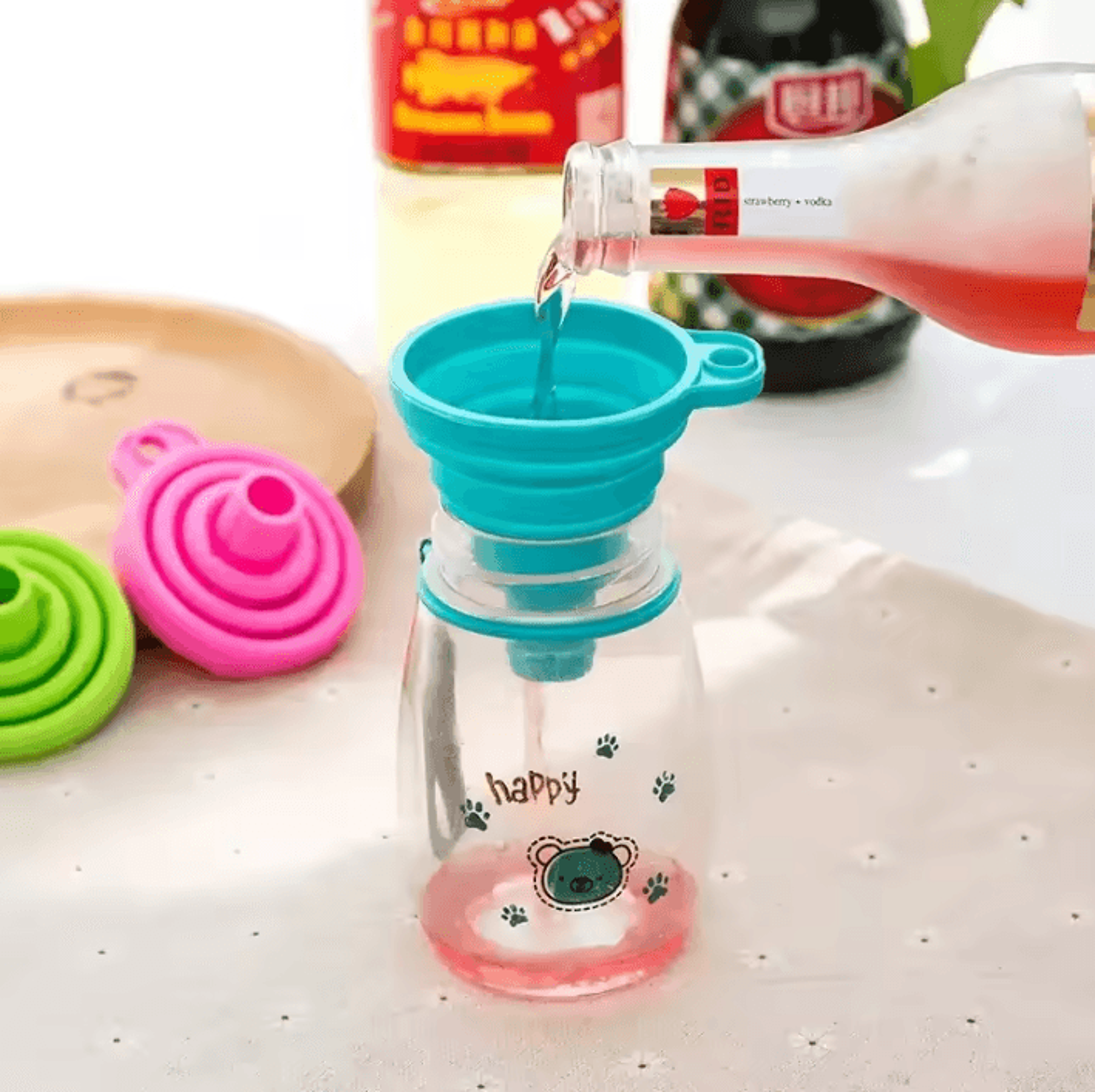 foldable silicone funnel for kitchen and automotive use